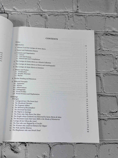 Alfonso X, the Learned: Cantigas de Santa Maria, An Anthology by Stephen Parkinson, 2015 MHRA Trade Paperback - contents