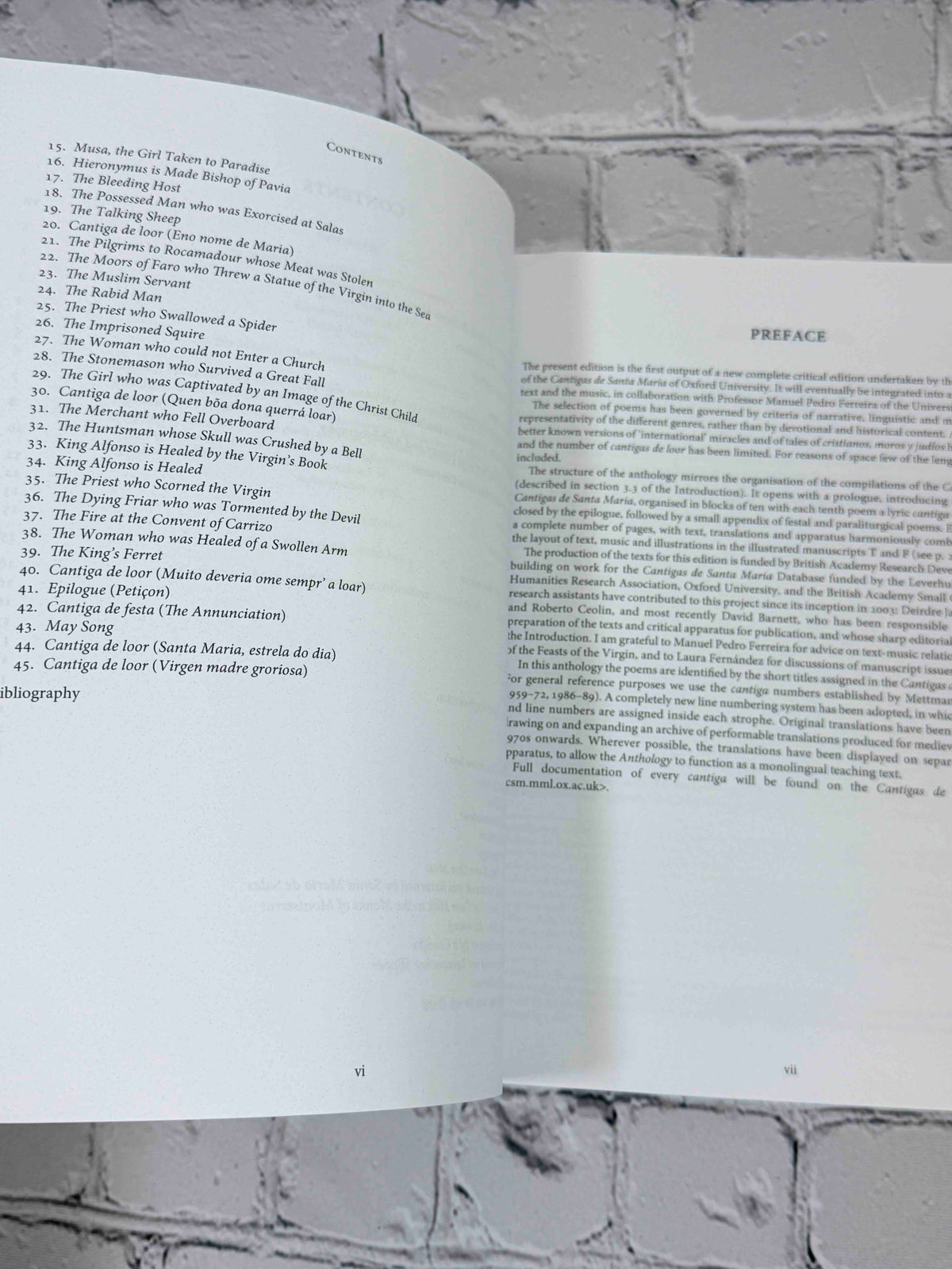 Alfonso X, the Learned: Cantigas de Santa Maria, An Anthology by Stephen Parkinson, 2015 MHRA Trade Paperback - contents continued and preface