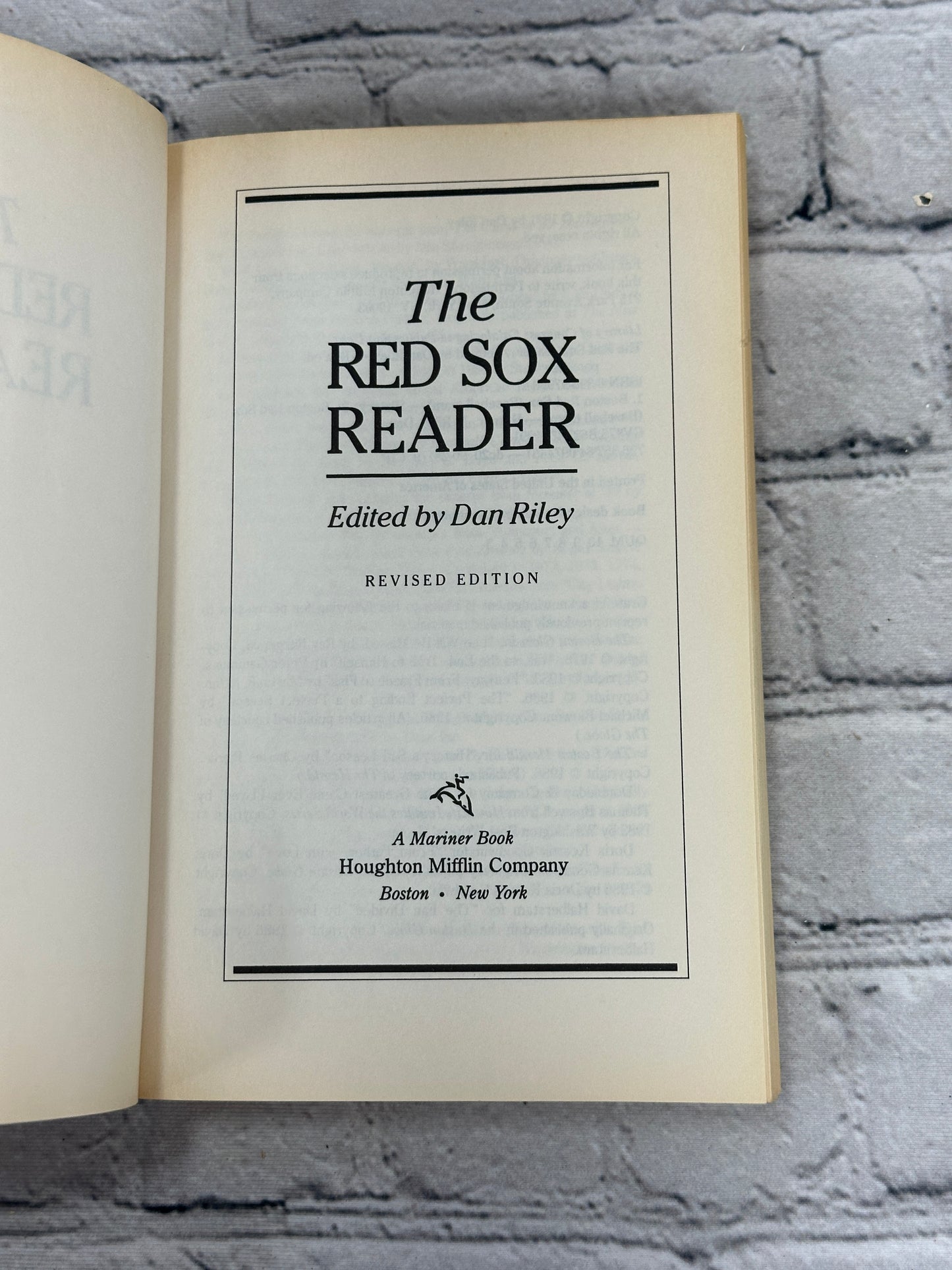 The Red Sox Reader -By Dan Riley [1999 · Third Printing]