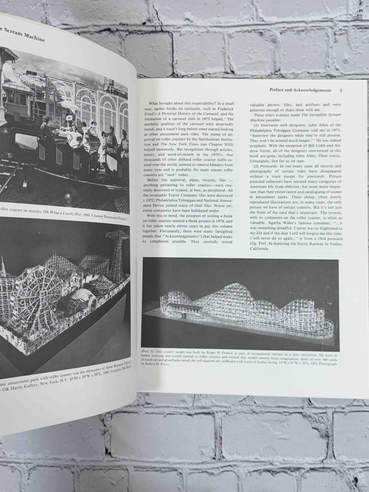 The Incredible Scream Machine: A History of the Roller Coaster by Robert Cartmell, 1987 Amusement Park Books Paperback - preface pages with photographs