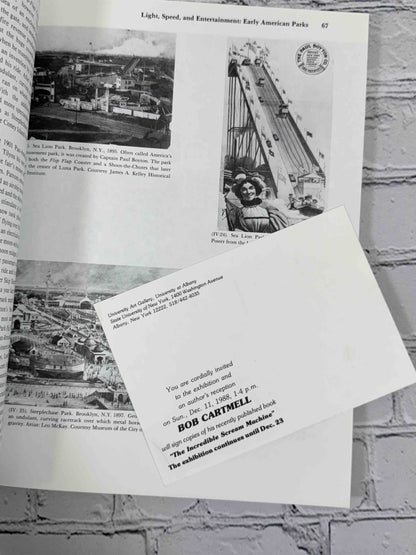 The Incredible Scream Machine: A History of the Roller Coaster by Robert Cartmell, 1987 Amusement Park Books Paperback - laid-in invitation card, back