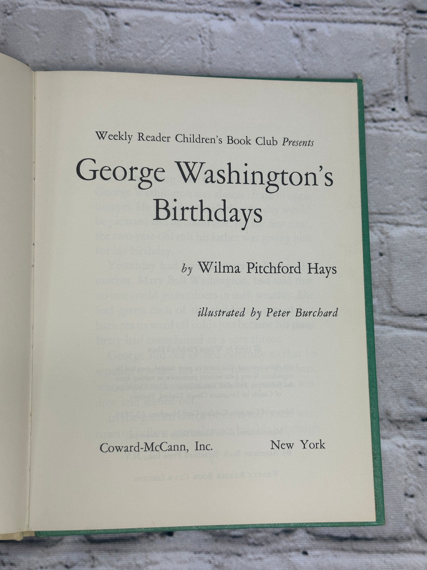 George Washington's Birthdays by Wilma Pitchford Hays [1963]