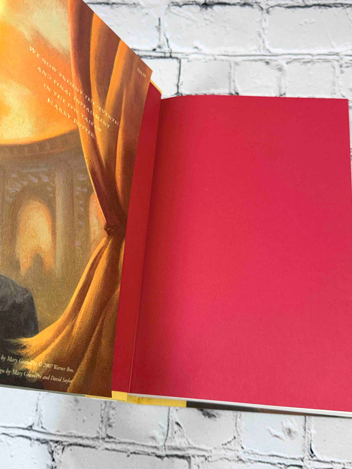 Harry Potter and the Deathly Hallows by J.K. Rowling, 2007 Scholastic Hardcover - front jacket flap and endpaper