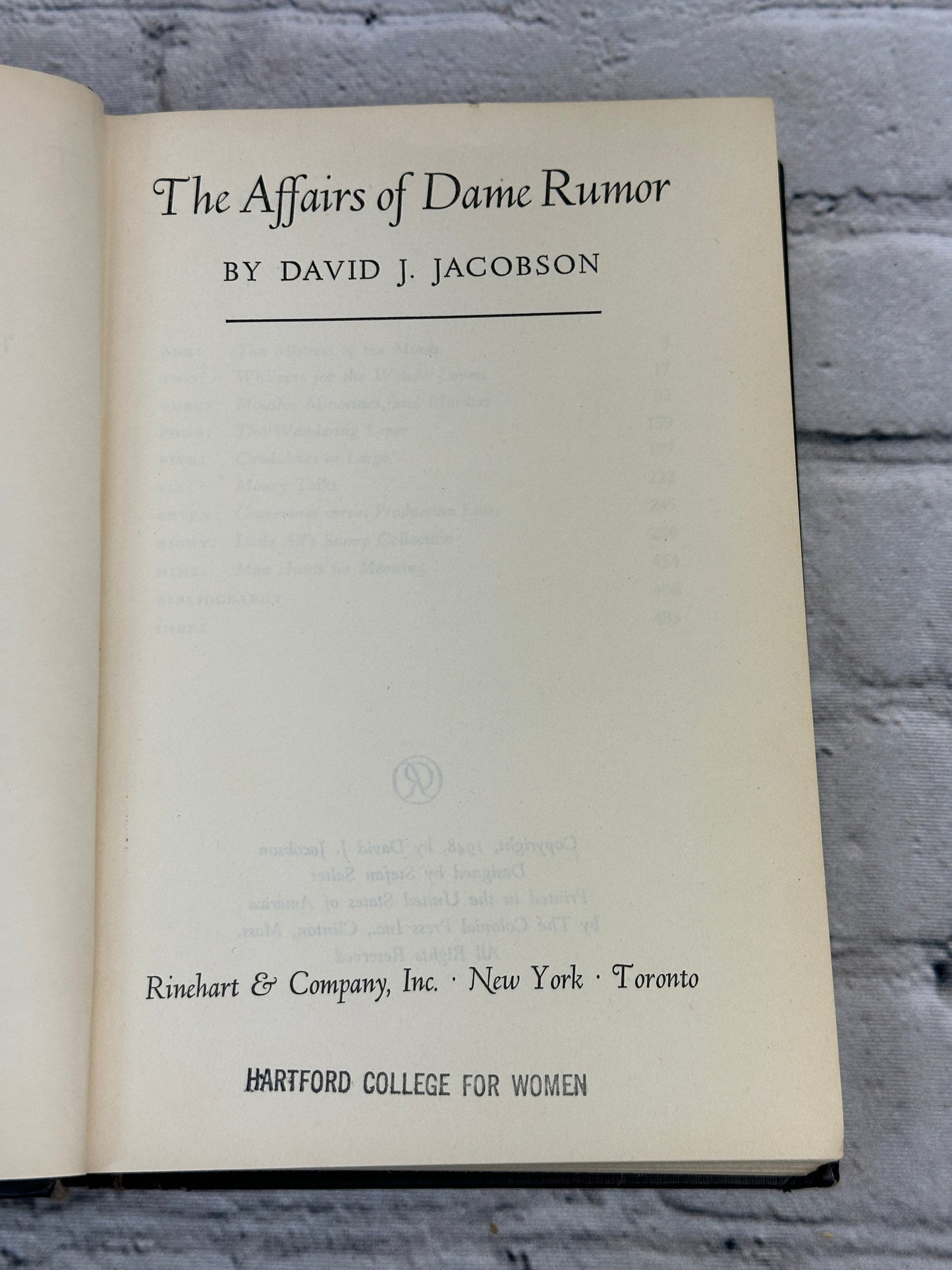 The Affairs of Dame Rumor by David J Jacobson [1948]