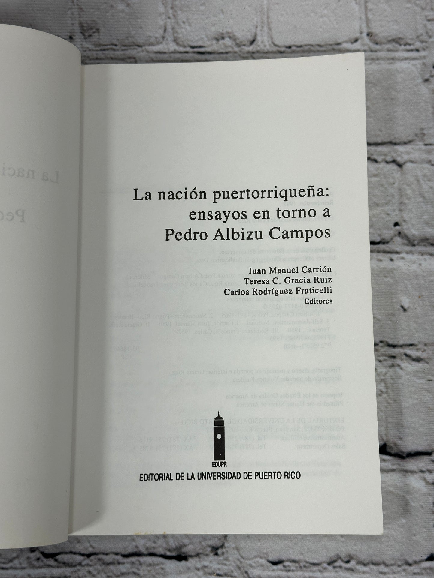 La Nacion Puertorriquena: Ensayos en Torno a Pedro Albizo Campos [1997]