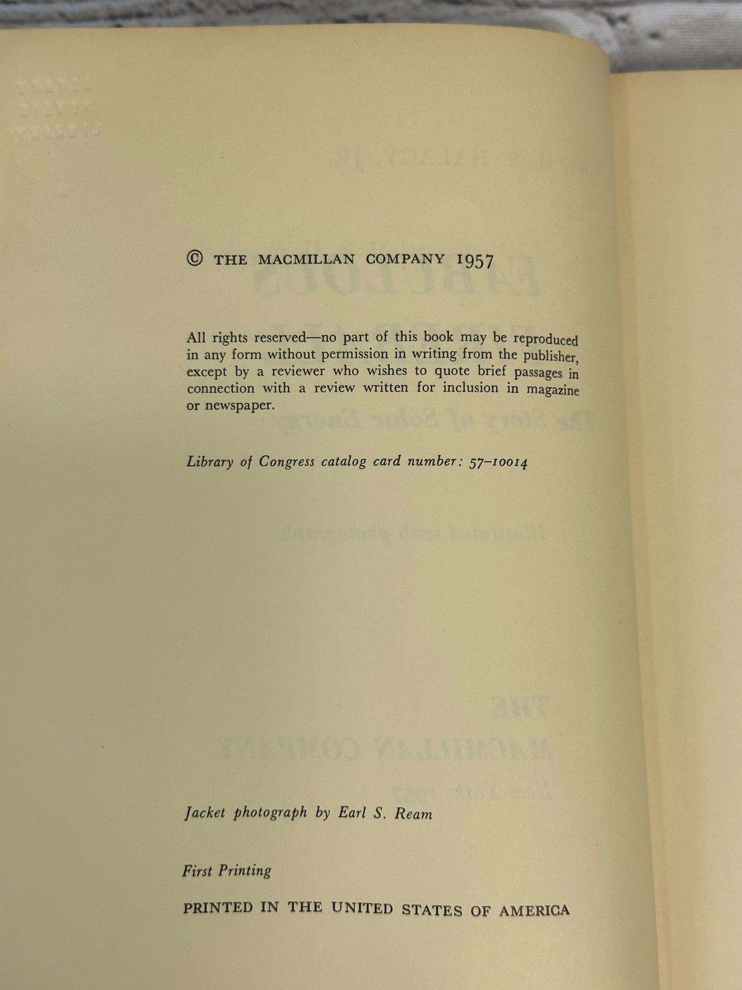 Fabulous Fireball: The Story of Solar Energy by D.S. Halacy, Jr. [1957 · 1st Pr]