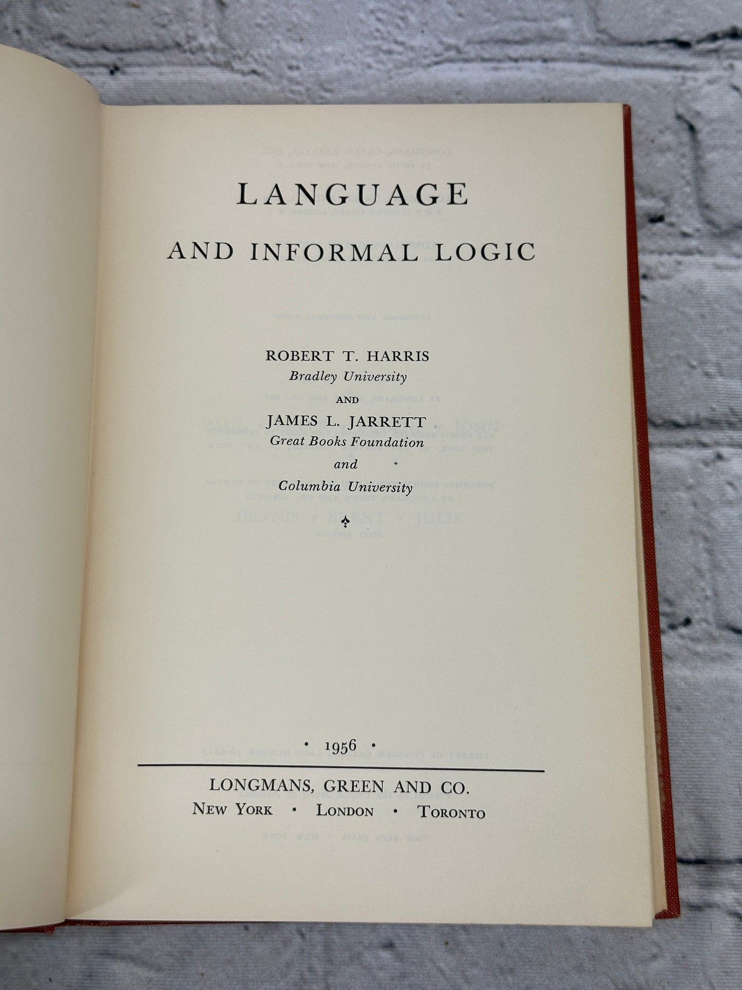 Language and Informal Logic by Robert T. Harris [1956 · 1st Ed.]