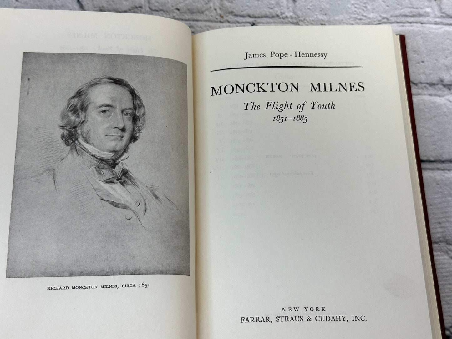 Monckton Milnes: Years of Promise & Flight of Youth by James Pope-Henessy [1955]