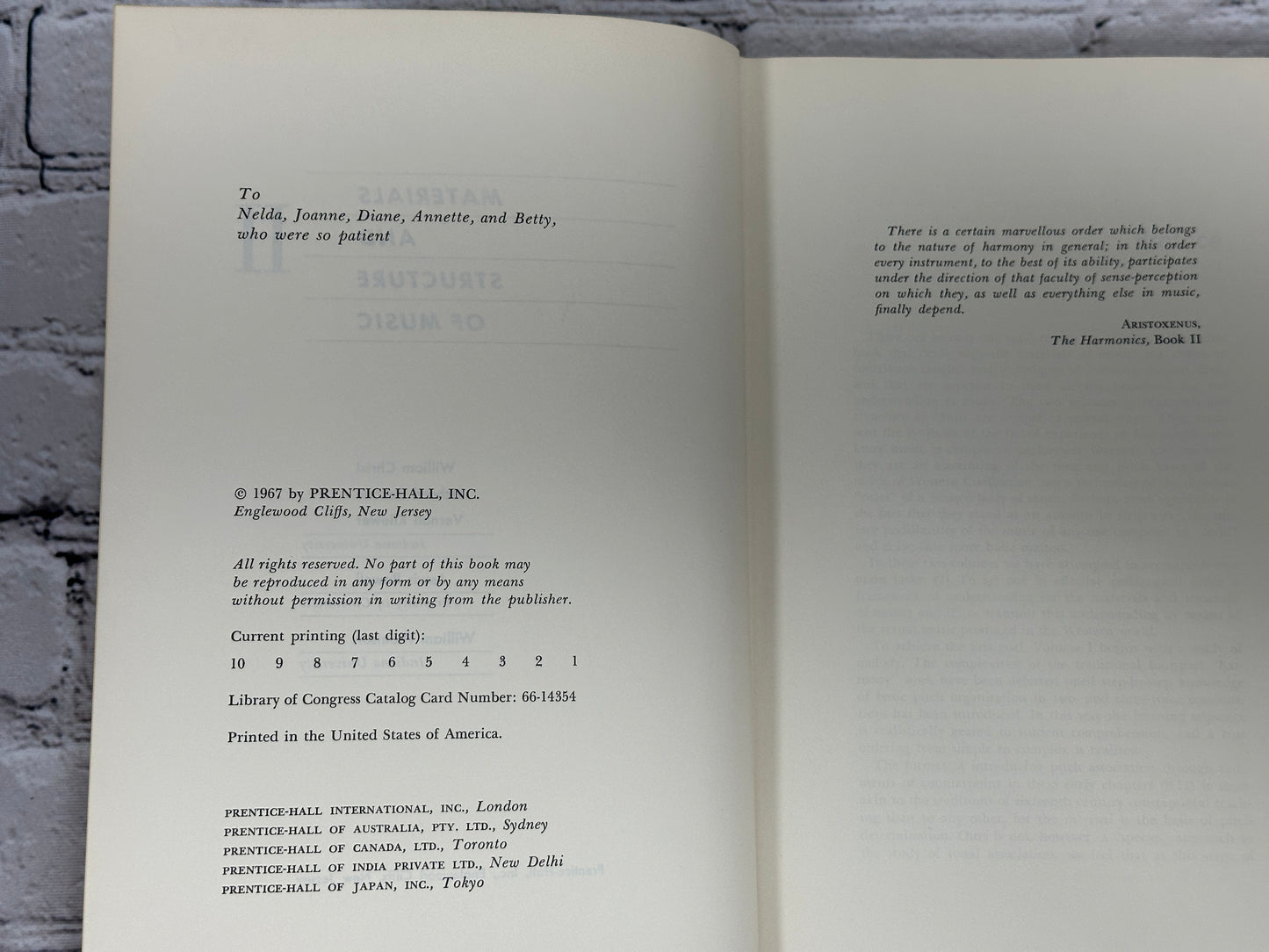 Materials and Structure of Music [Volume 2 · First Print · 1967]