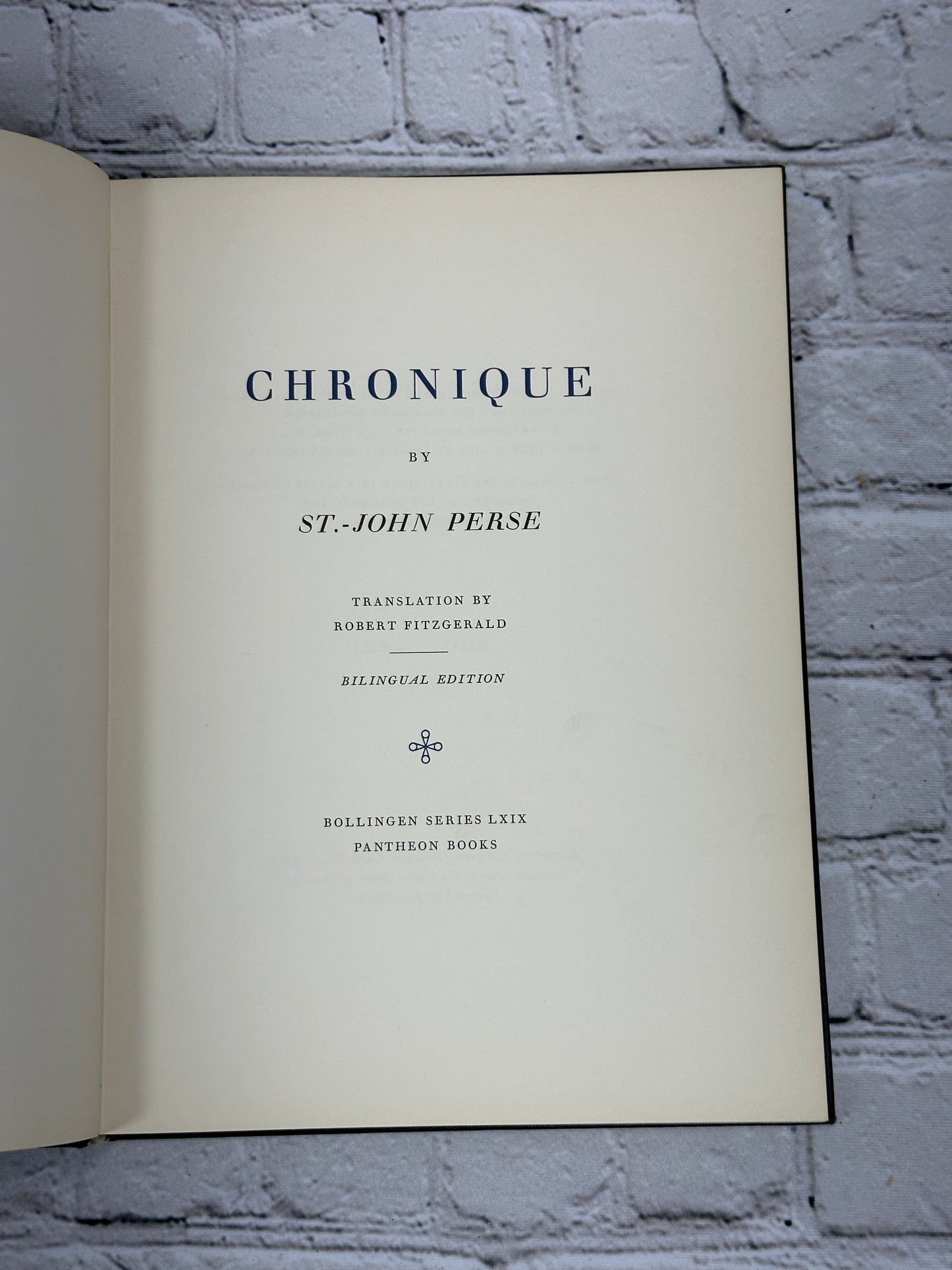 Chronique by St.-John Perse [Bilingual Edition · French/English · 1969]