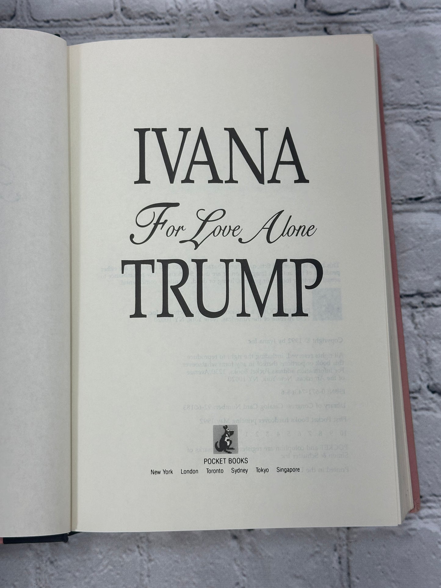 For Love Alone by Ivana Trump [1st Print · 1992]