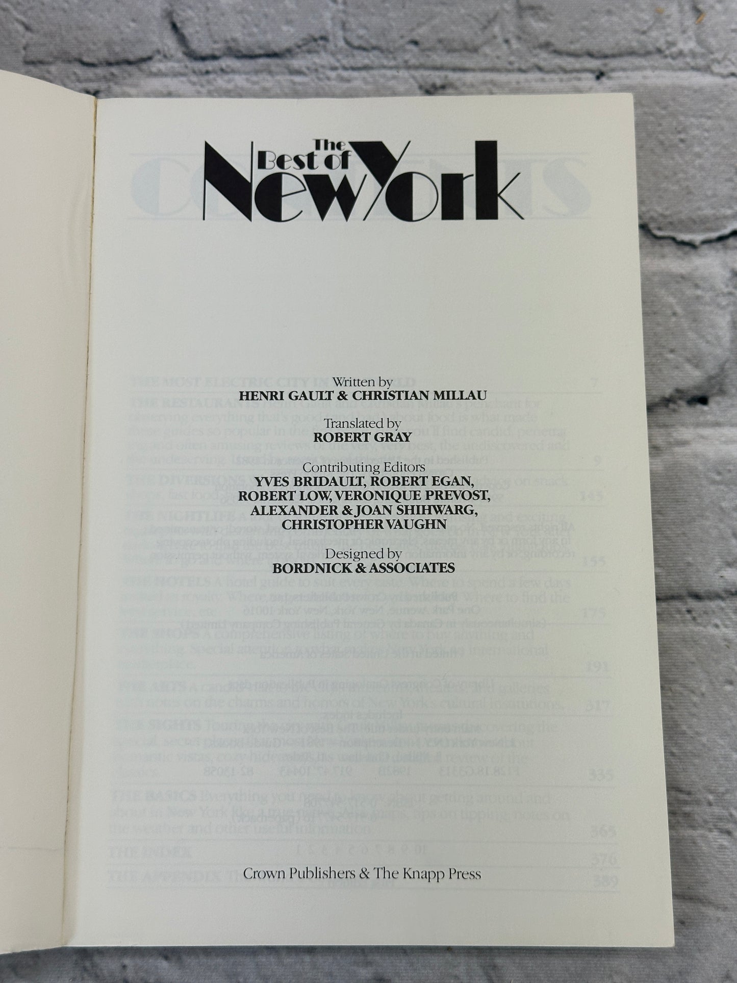 The Best of New York; H. Gault & C. Millau [1982 · First Edition]