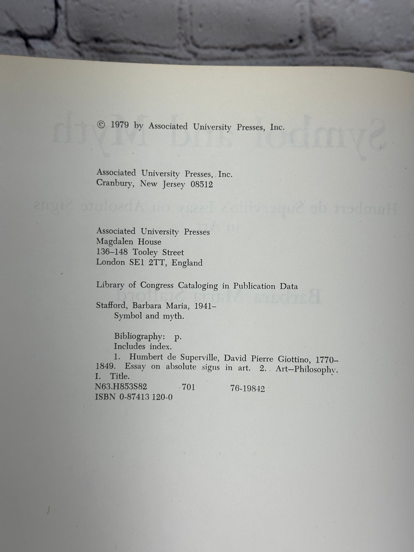 Symbol and Myth: Humbert De Superville's Essay on Absolute Signs [1979]