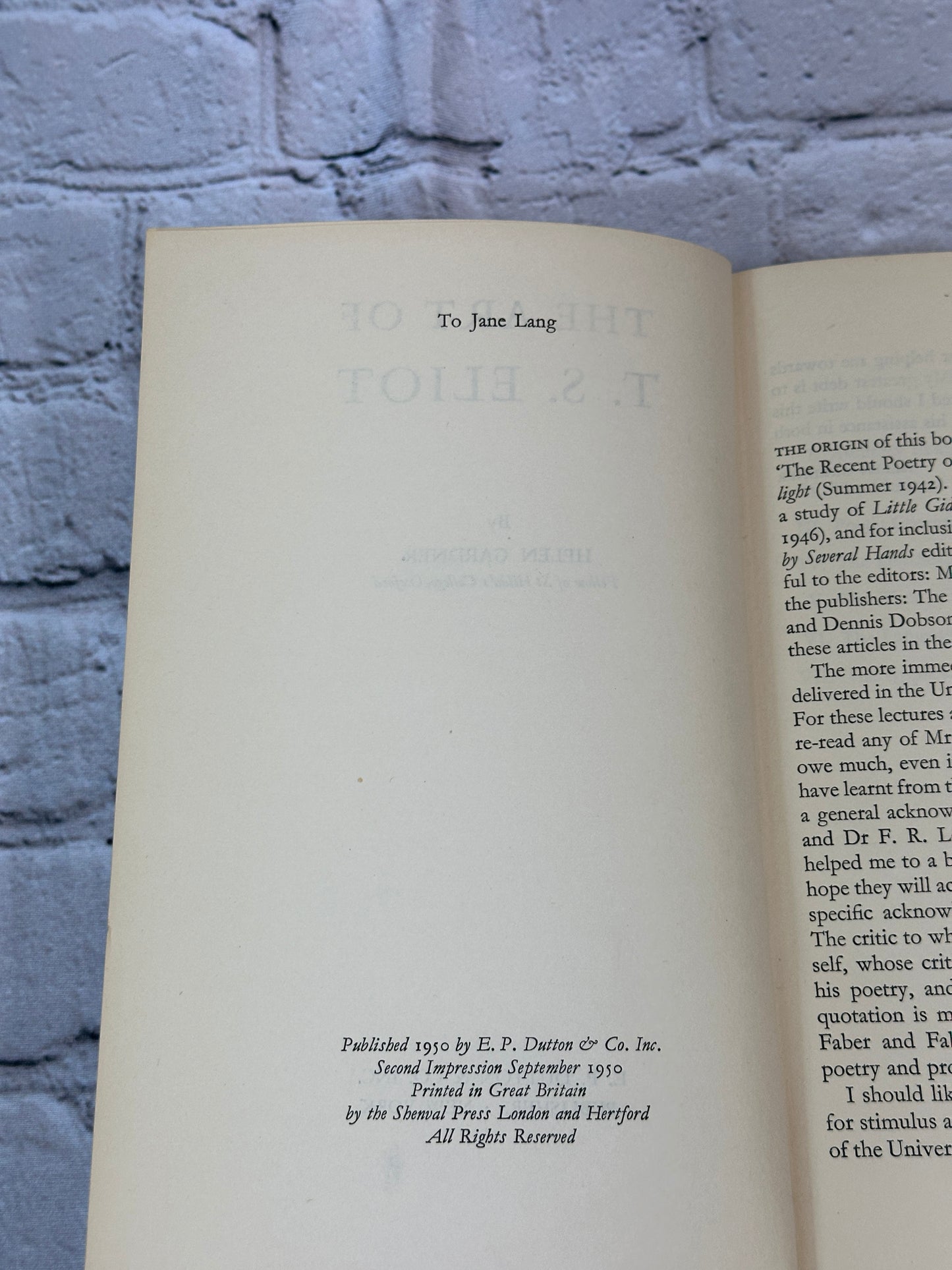 The Art of T. S. Eliot by Helen Gardner[1950 · Second Impression]