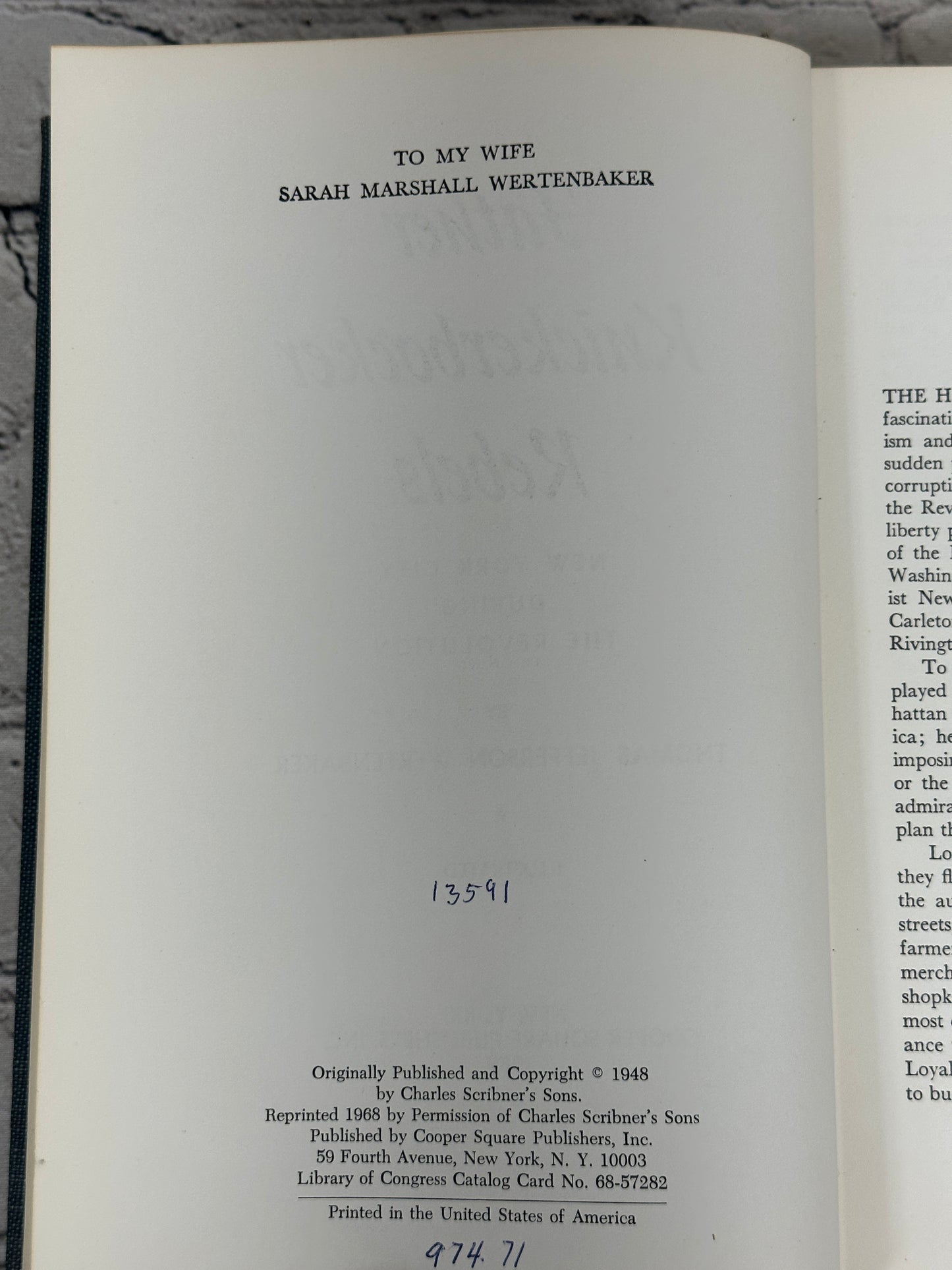 Father Knickerbocker Rebels by Thomas Jefferson Wertenbaker [1969]