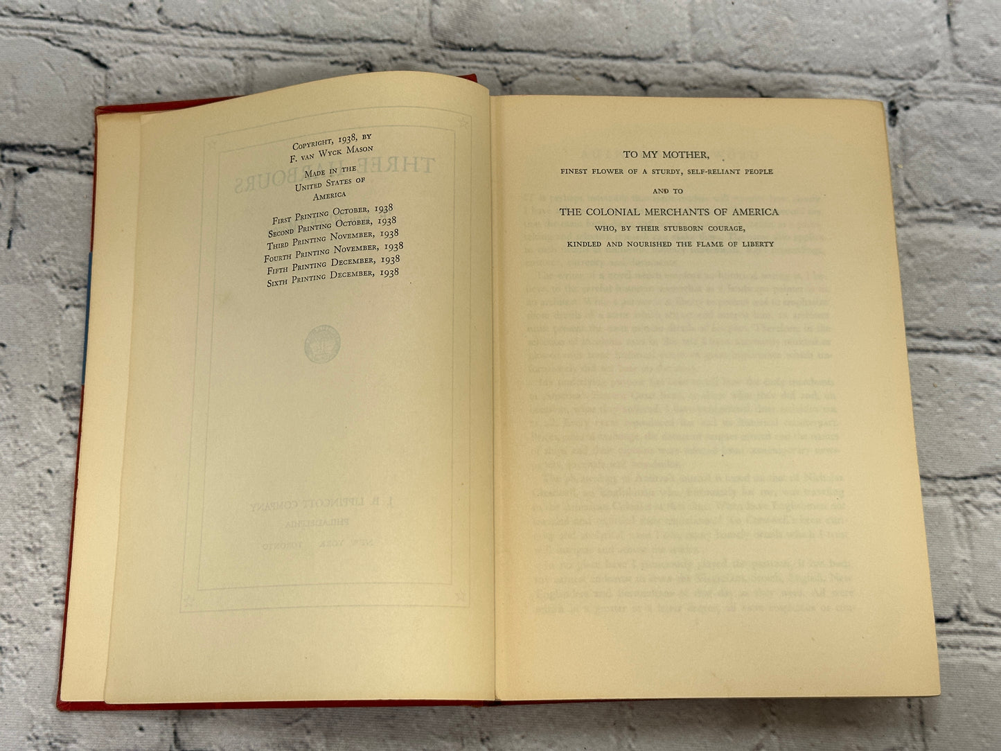 Three Harbours by F. van Wyck Mason [1938 · Sixth Printing]