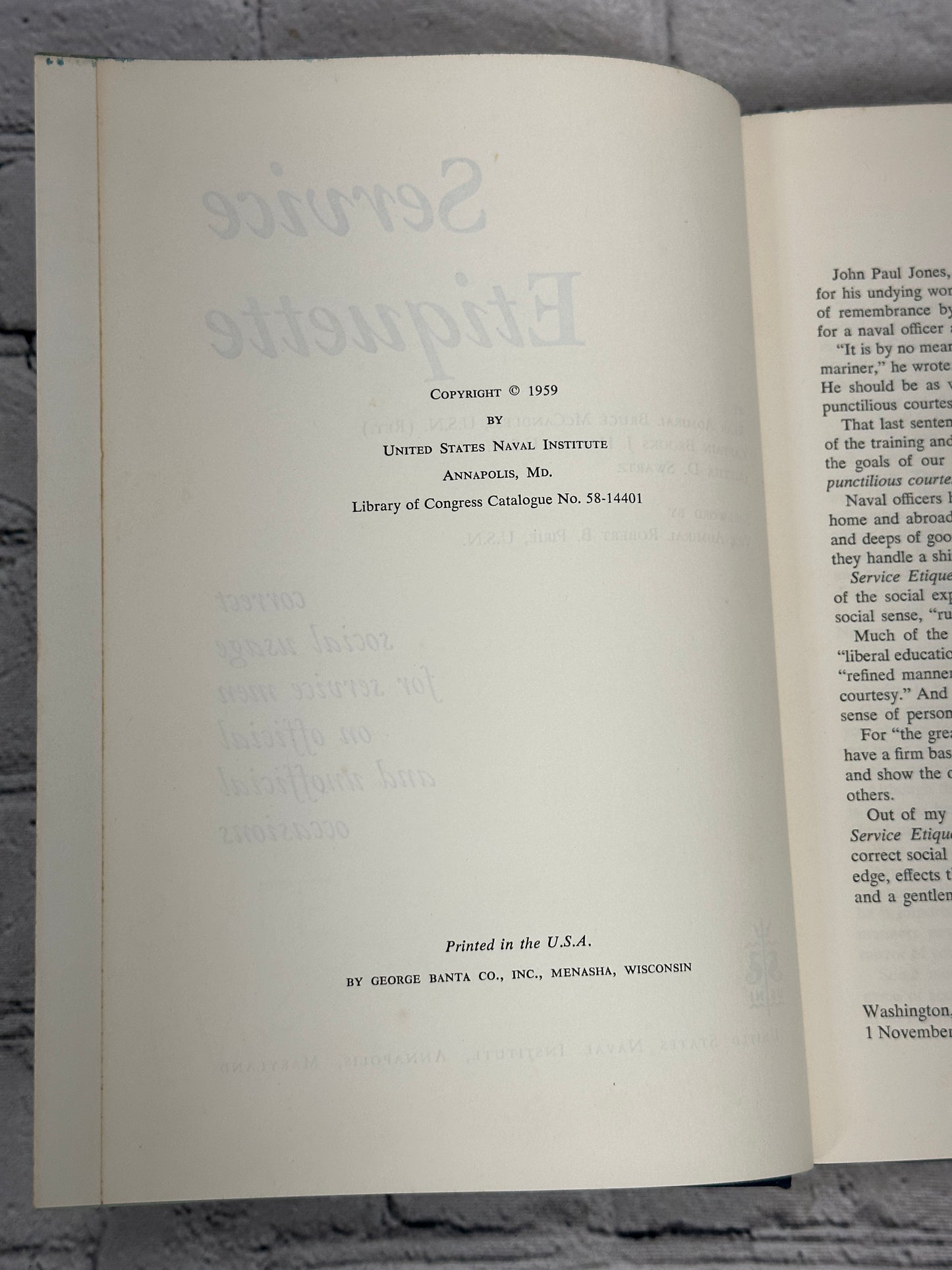 Service Etiquette by Bruce McCandless [1959 · US Naval Institute]