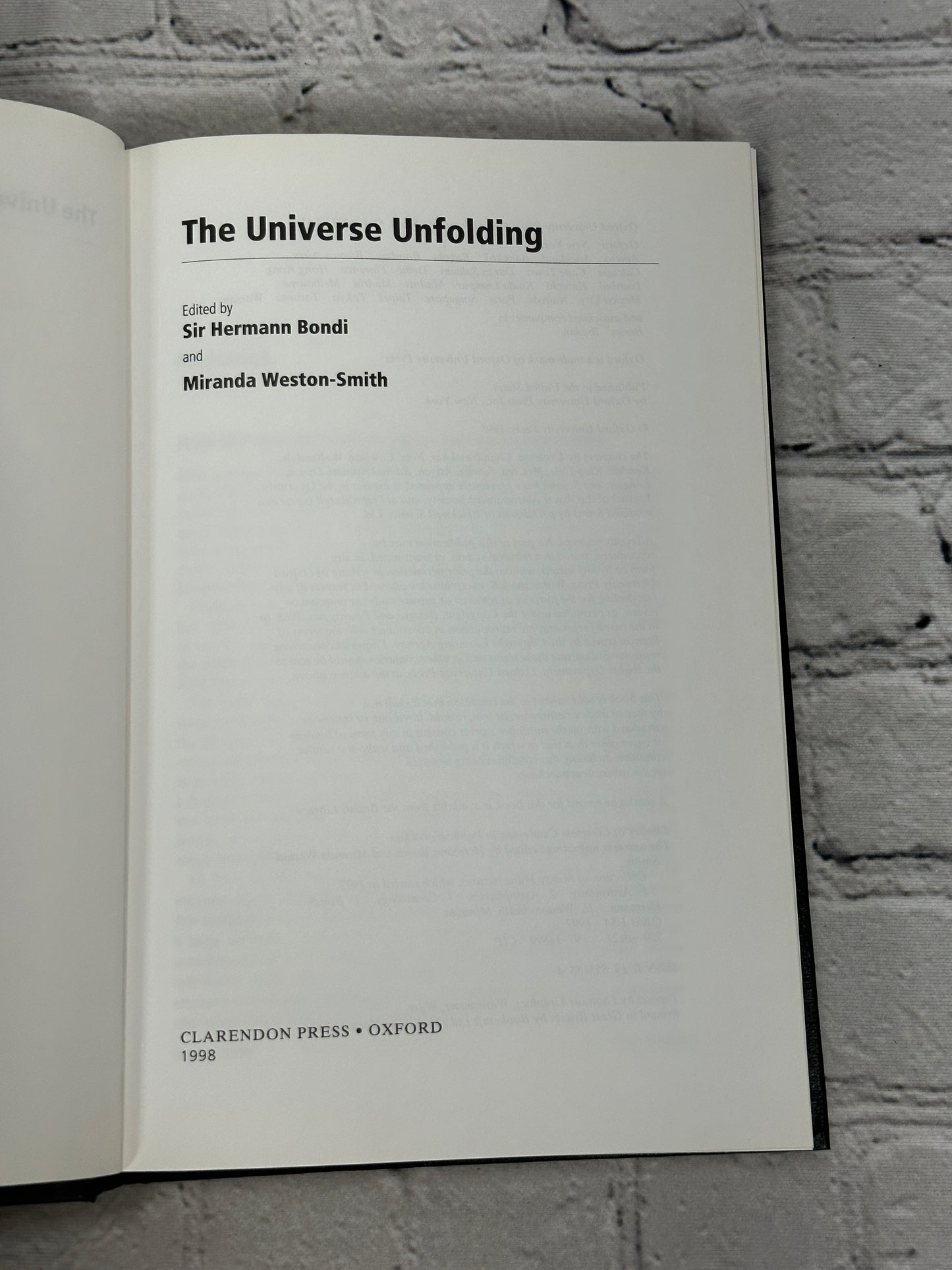 The Universe Unfolding by Hermann Bond [1998 · First Edition]