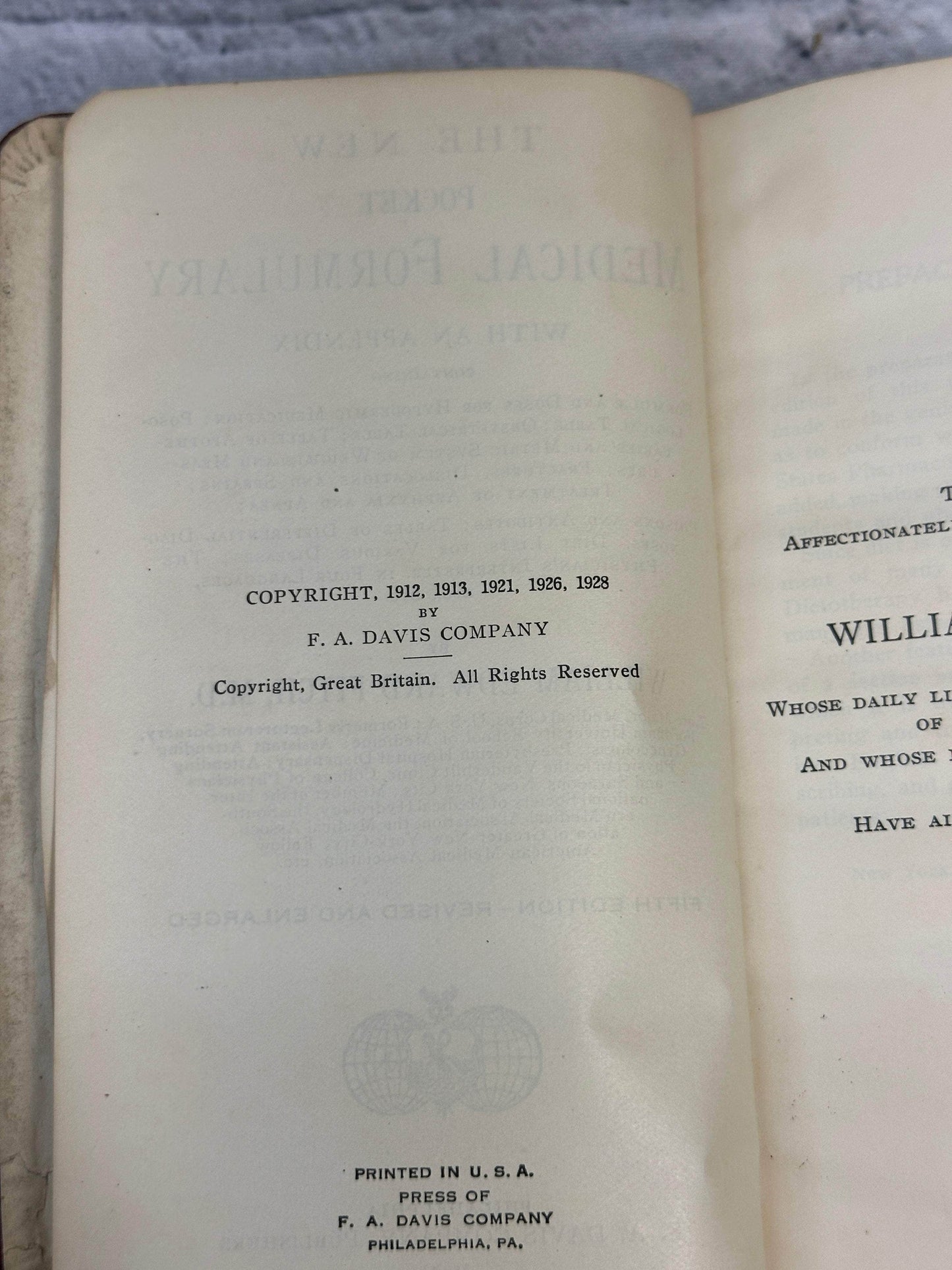 Flipped Pages Books Pocket Medical Formulary by W.E. Fitch M.D. [1929]