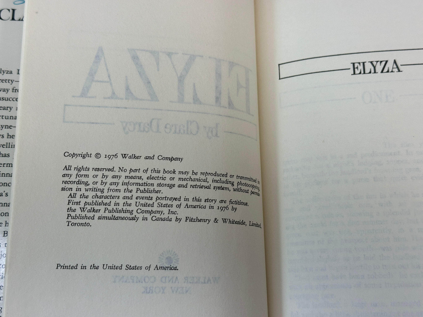 Flipped Pages Elyza: Novel of Regency England by Clare Darcy [BCE · 1976]