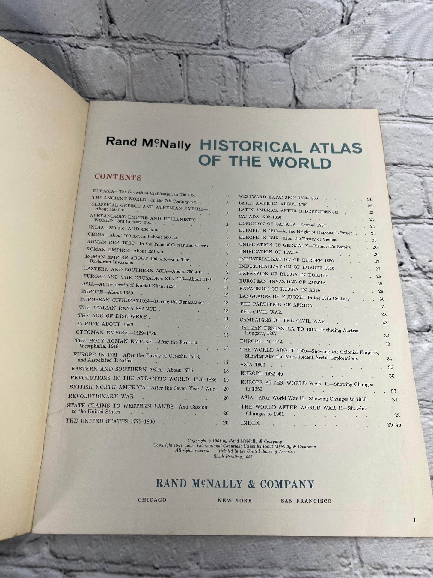 Flipped Pages Historical Atlas of the World Edited by R. R. Palmer [6th Print · 1965]