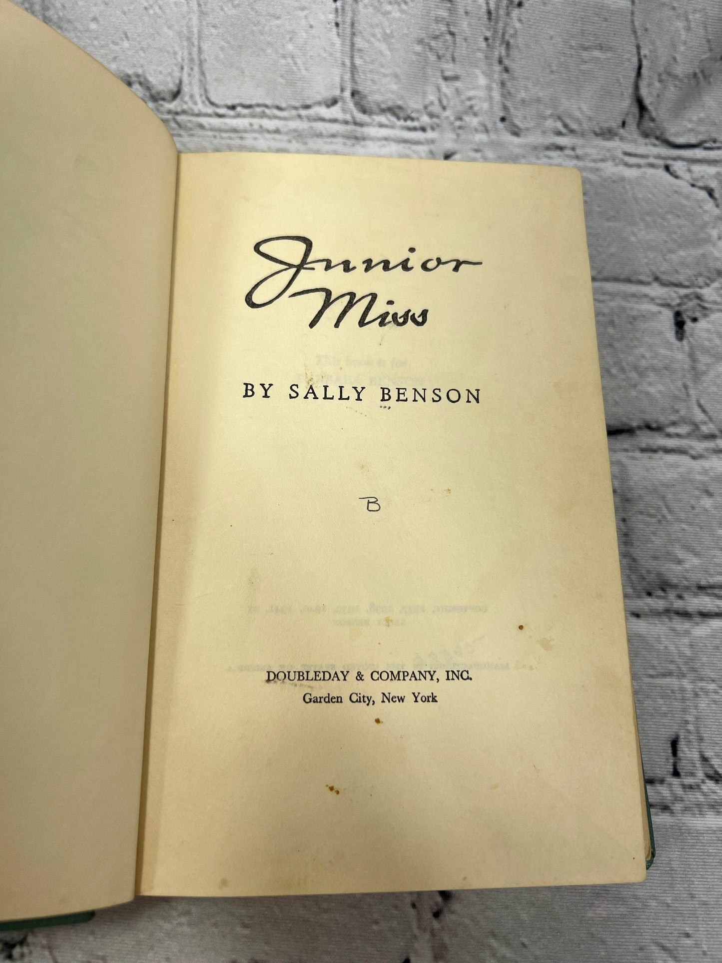 Flipped Pages Junior Miss By Sally Benson [1941 · Doubleday & Co.]