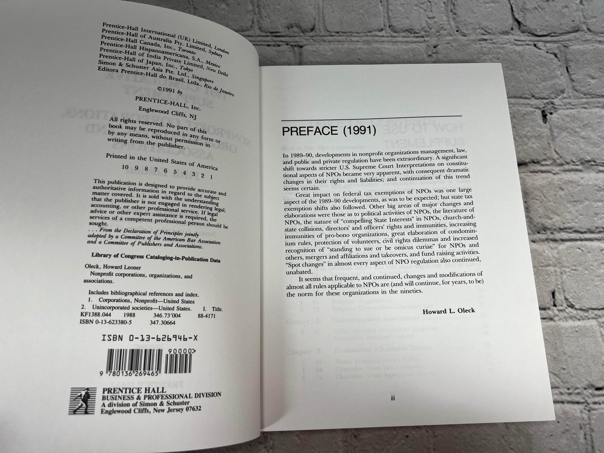 Flipped Pages Nonprofit Corporations, Organizations & Associations by H. Oleck [1991]