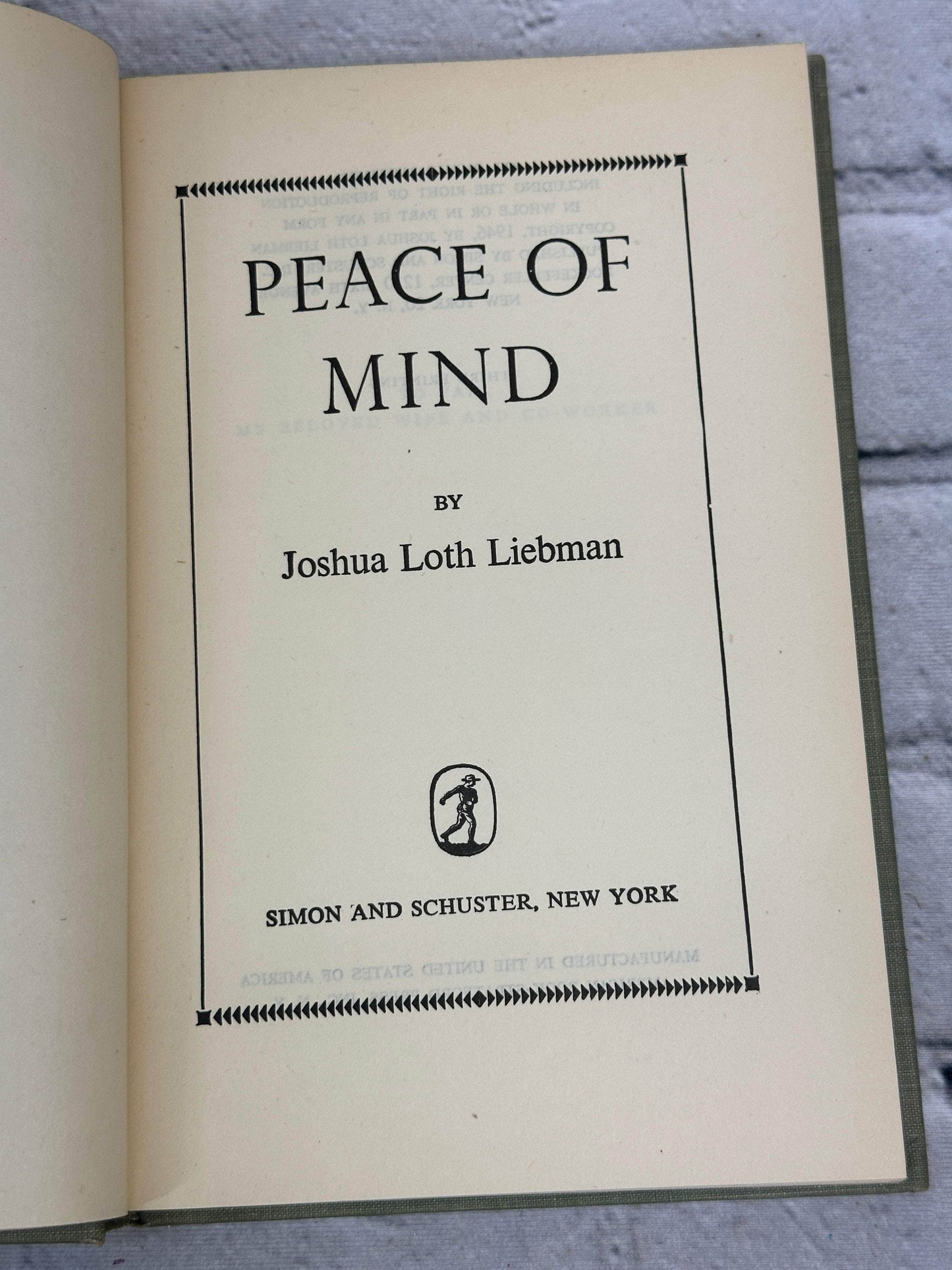 Flipped Pages Peace of Mind by Joshua Loth Liebman[1946 · Third Printing]