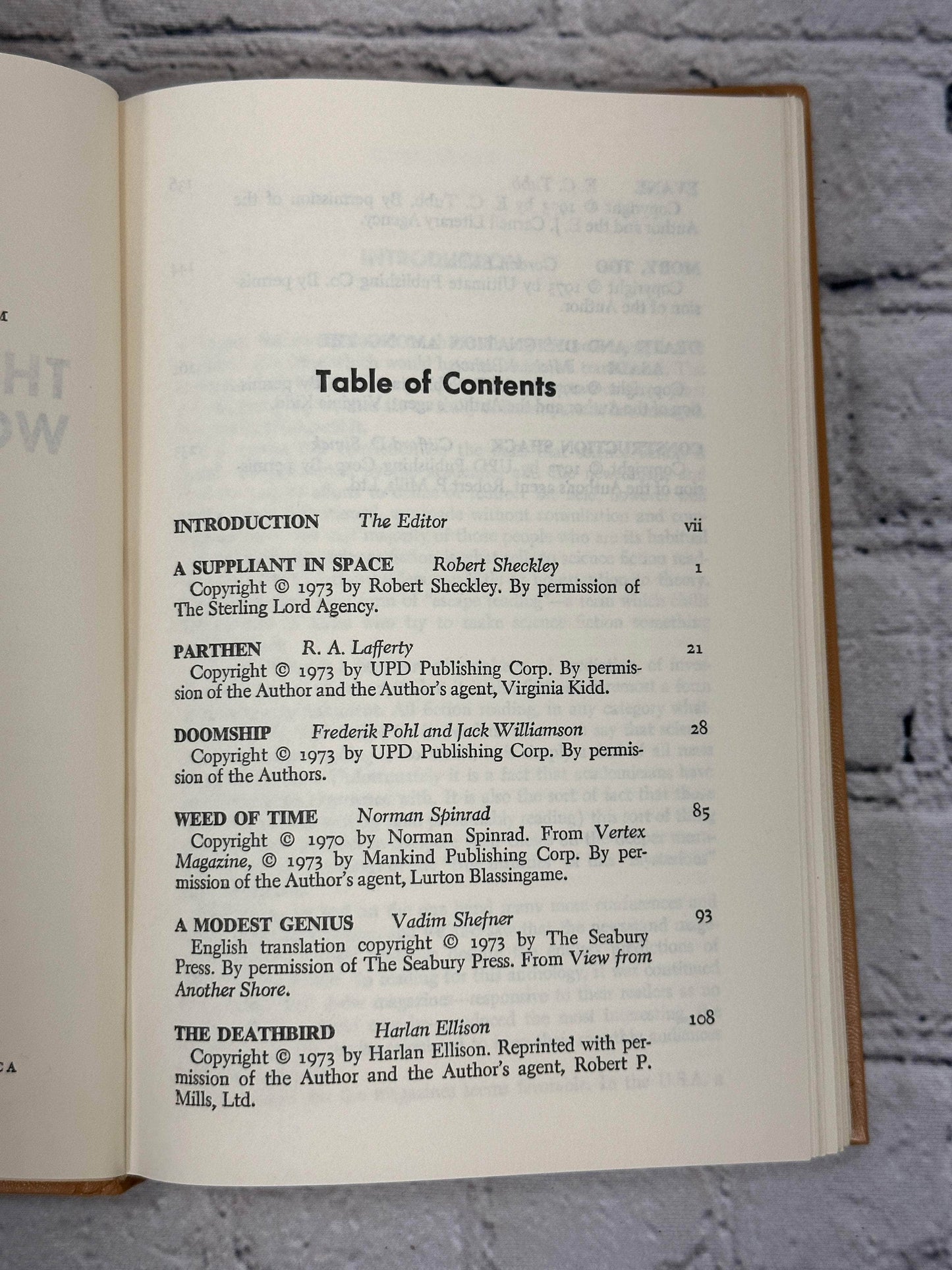 Flipped Pages The 1974 Annual World's Best SF Edited By Donald A. Wollheim [Book Club Edition]