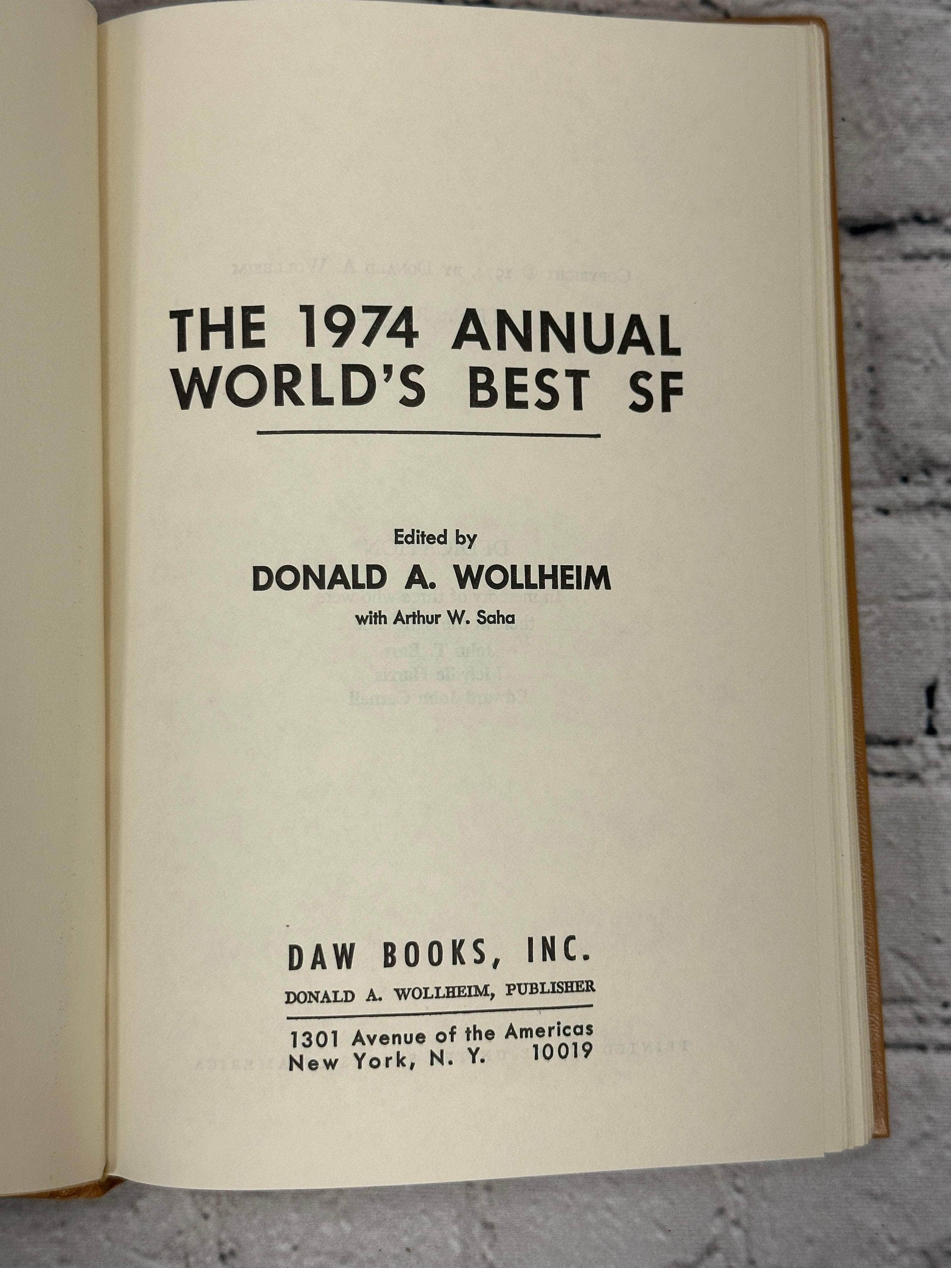 Flipped Pages The 1974 Annual World's Best SF Edited By Donald A. Wollheim [Book Club Edition]