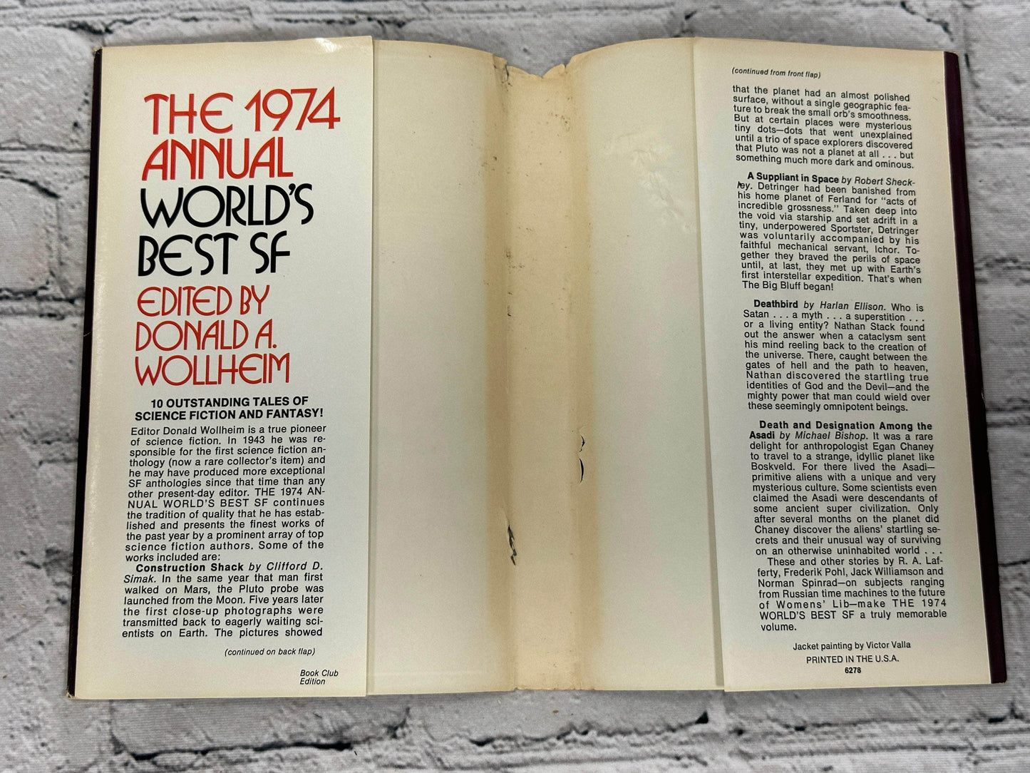 Flipped Pages The 1974 Annual World's Best SF Edited By Donald A. Wollheim [Book Club Edition]