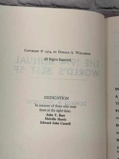 Flipped Pages The 1974 Annual World's Best SF Edited By Donald A. Wollheim [Book Club Edition]