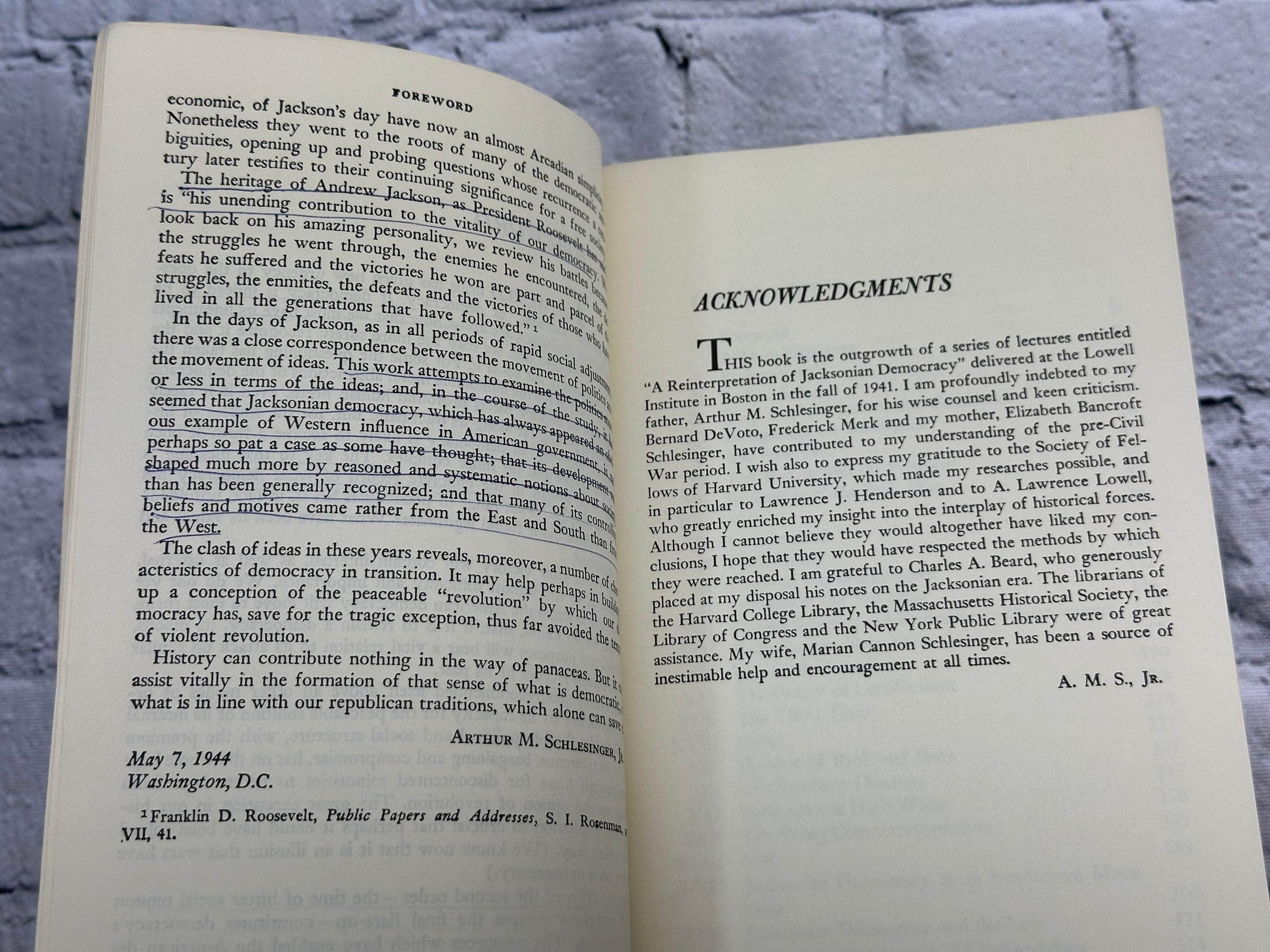 Flipped Pages The Age of Jackson by Arthur M Schlesinger Jr [1945]