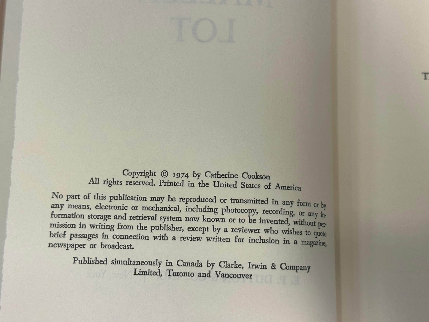 Flipped Pages The Mallen Lot by Catherine Cookson [1974 · BCE]