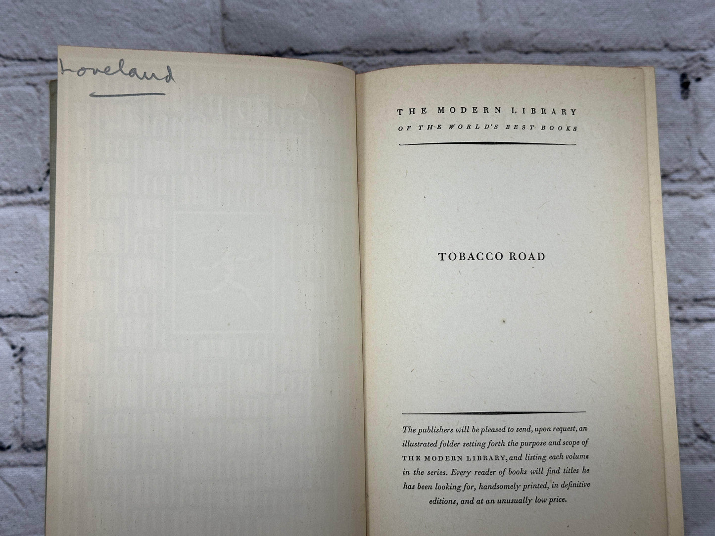 Flipped Pages Tobacco Road By Erskine Caldwell [1st Modern Library Ed · 1947]