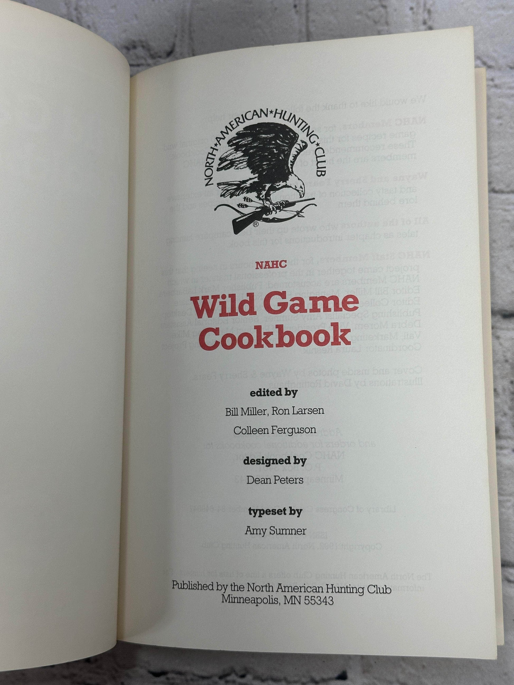 Flipped Pages Wild Game Cookbook by North American Hunting Club [1992]