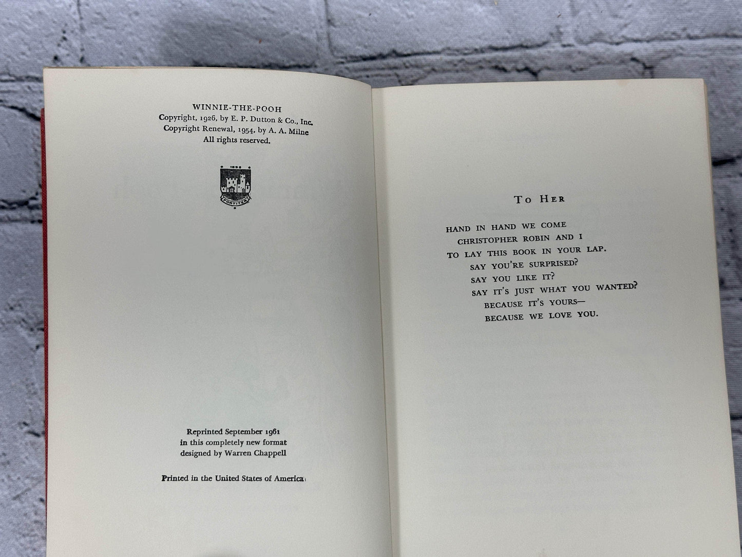 Flipped Pages Winnie-The-Pooh By A.A. Milne [Reprinted 1961 · E. P. Dutton]