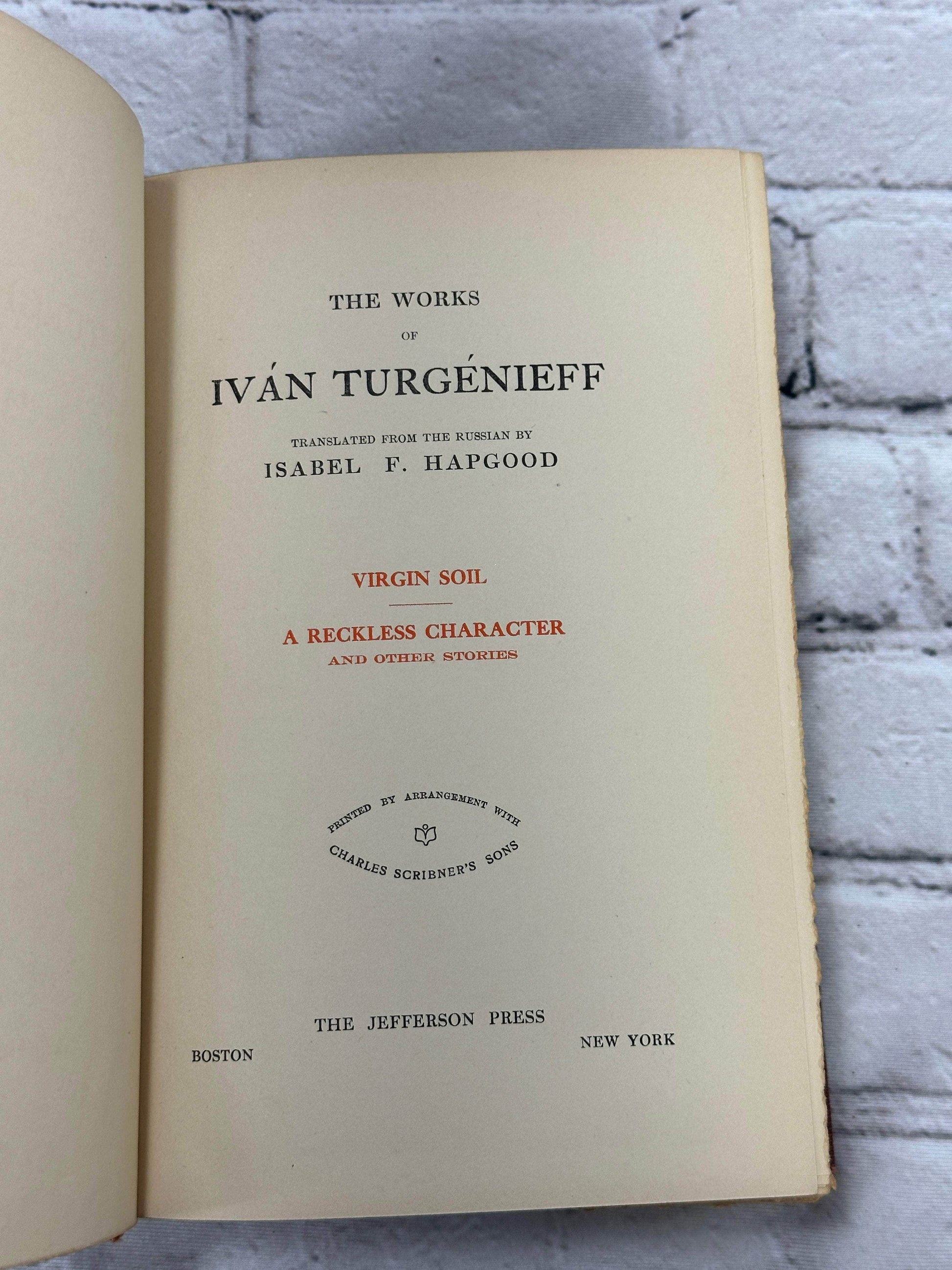 Flipped Pages Works Of Ivan Turgenieff [Edition De Luxe · Jefferson Press · 1903]