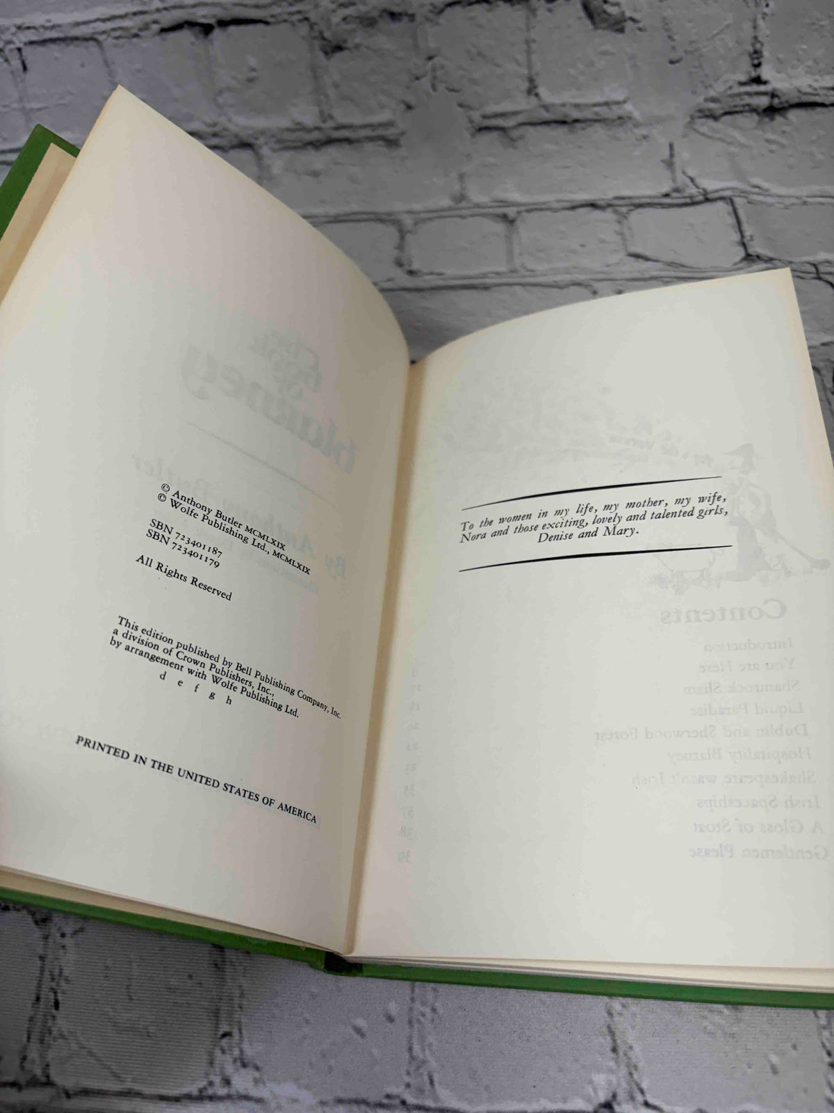 The Book of Blarney by Anthony Butler, 1969 Bell Publishing Company hardcover - copyright page and dedication