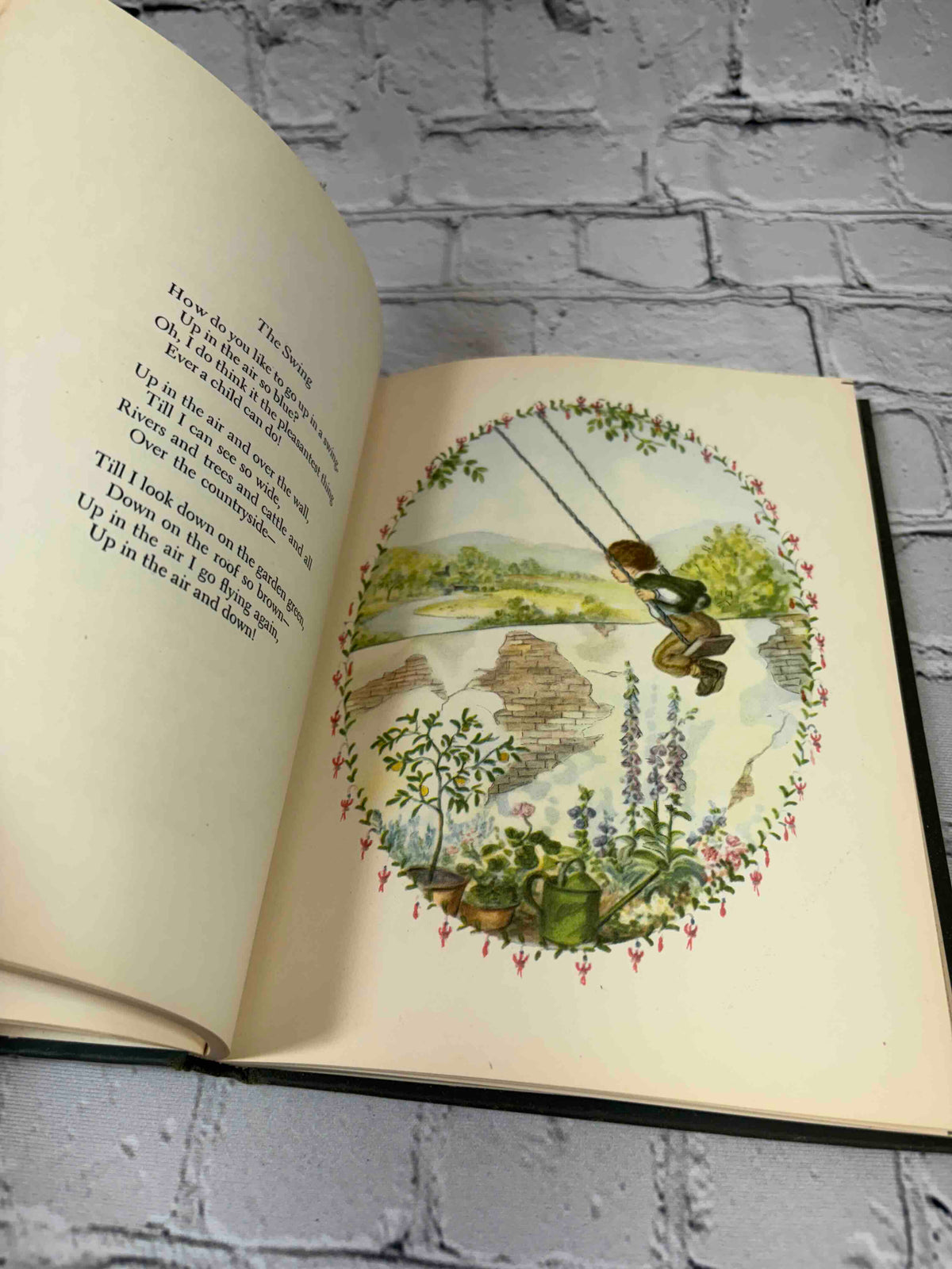 A Child's Garden of Verses by Robert Louis Stevenson, 1947 Oxford University Press hardcover - The Swing illustration