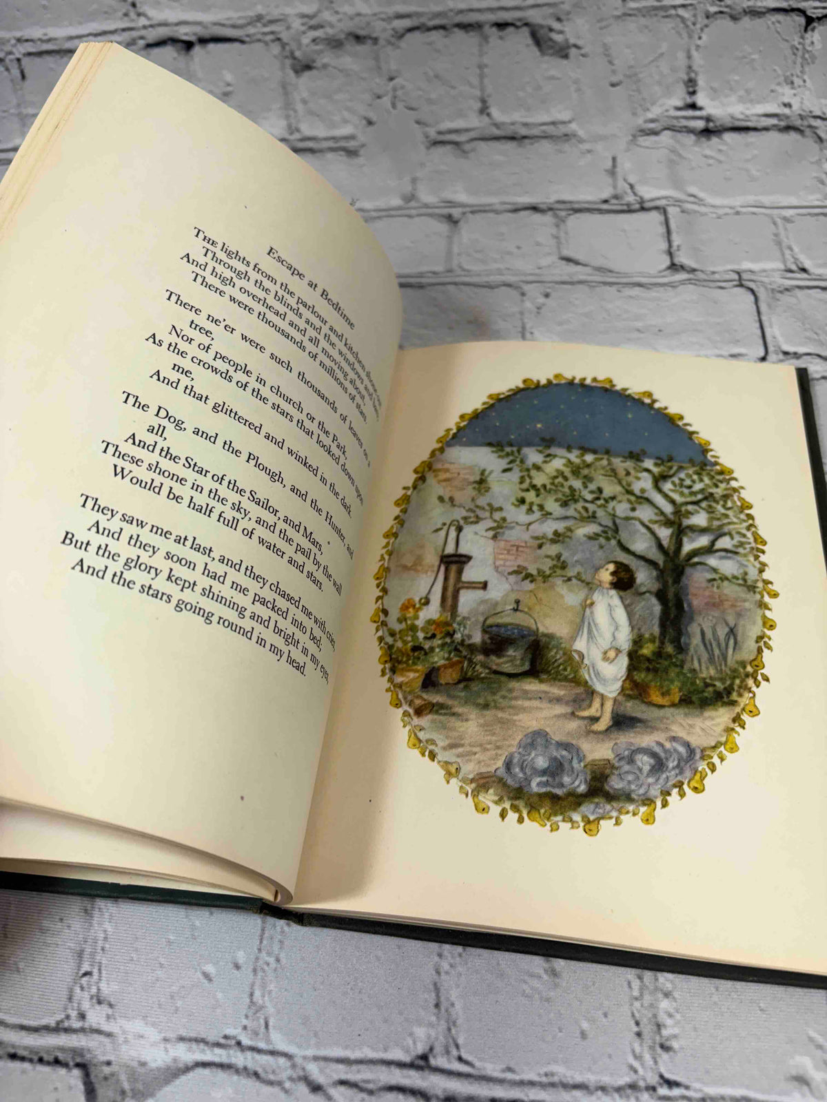 A Child's Garden of Verses by Robert Louis Stevenson, 1947 Oxford University Press hardcover - Escape at Bedtime illustration
