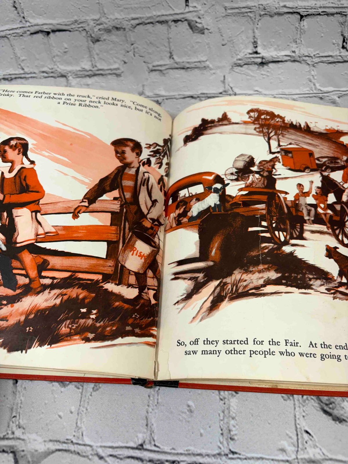 Frisky at the Fair by Nancy Raymond, 1955 The Fideler Company hardcover - interior illustration