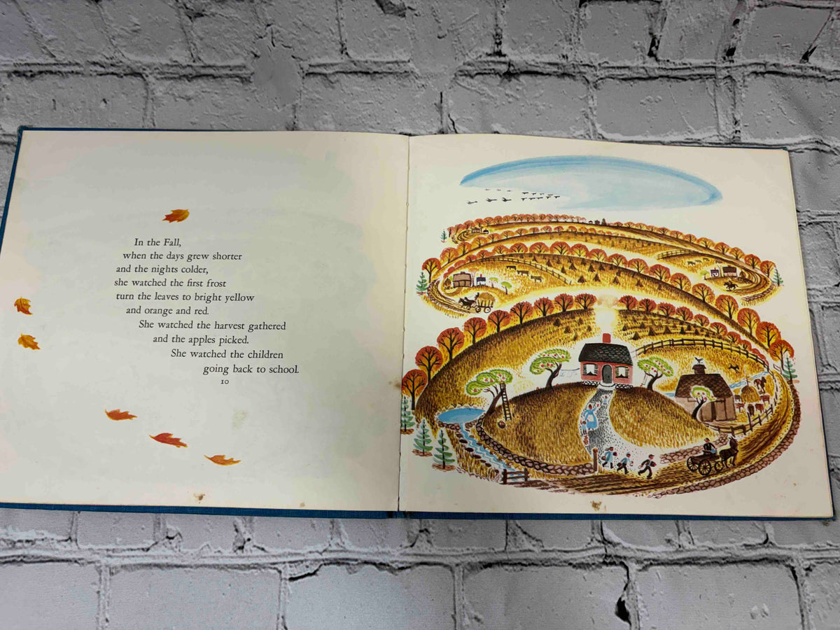The Little House by Virginia Lee Burton, 1942 Houghton Mifflin hardcover - Fall illustration spread