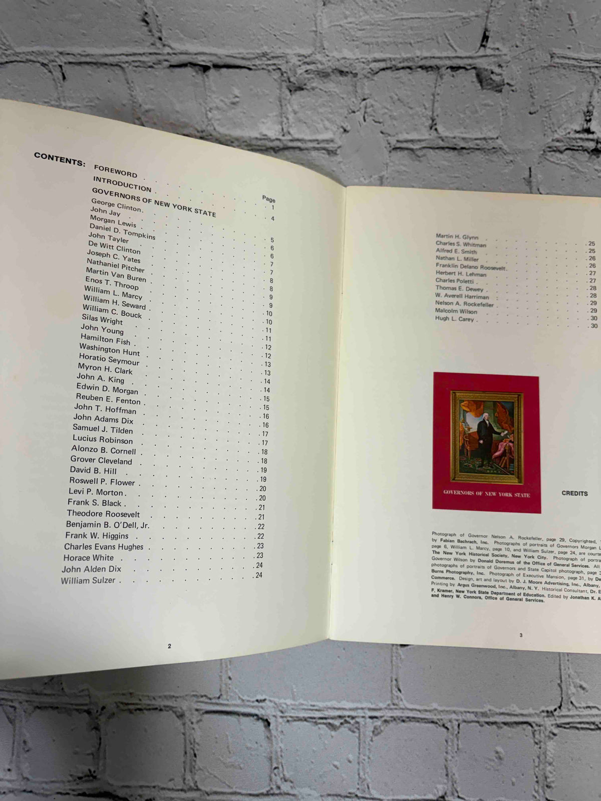 Governors of New York State, New York State Office of General Services paperback - contents and credits