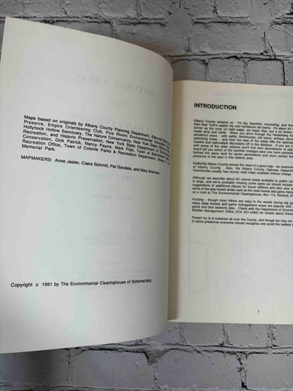 Natural Areas of Albany County by Claire K. Schmitt, 1991 The Environmental Clearinghouse of Schenectady paperback - copyright page and introduction