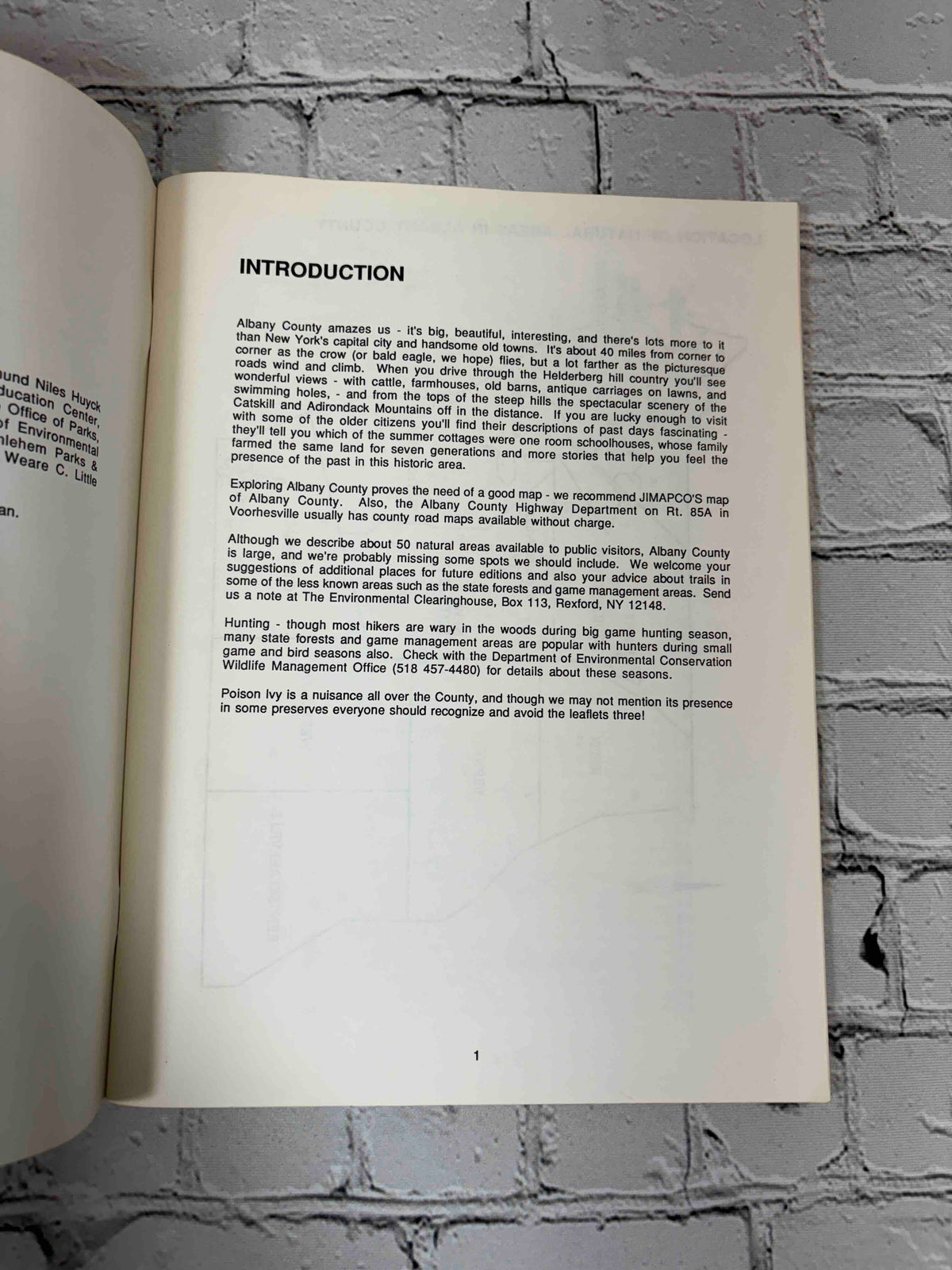 Natural Areas of Albany County by Claire K. Schmitt, 1991 The Environmental Clearinghouse of Schenectady paperback - introduction