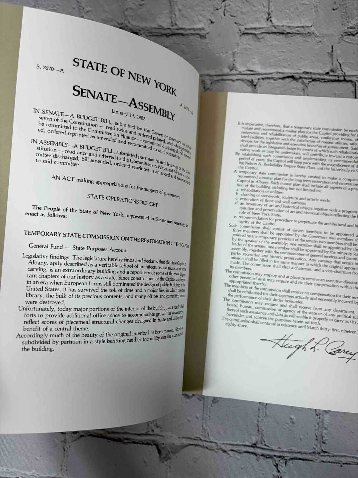 The Master Plan for the New York State Capitol, 1982 Temporary State Commission on the Restoration of the Capitol paperback - Senate-Assembly budget act pages