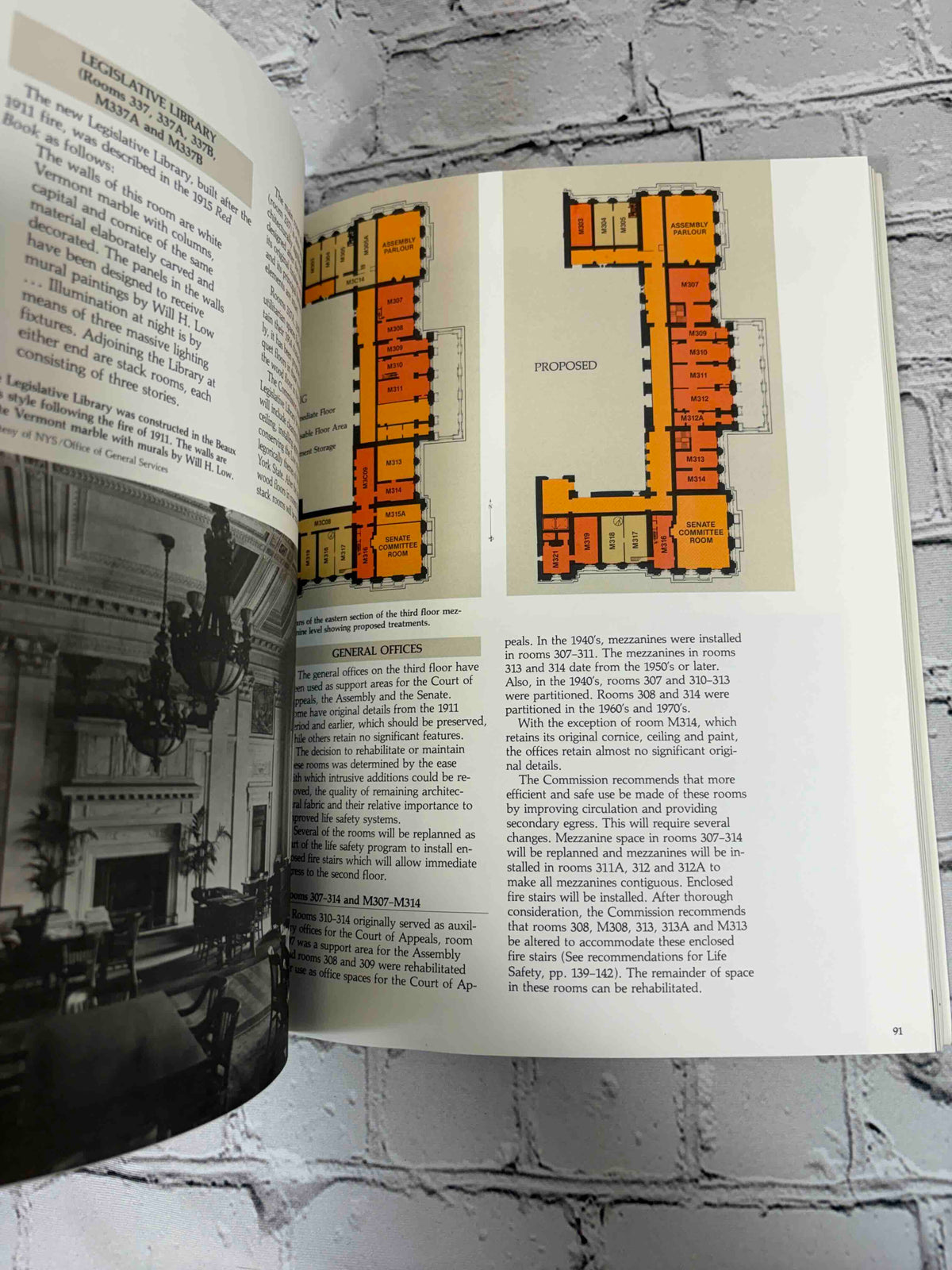The Master Plan for the New York State Capitol, 1982 Temporary State Commission on the Restoration of the Capitol paperback - floor plans and Legislative Library (p. 91)