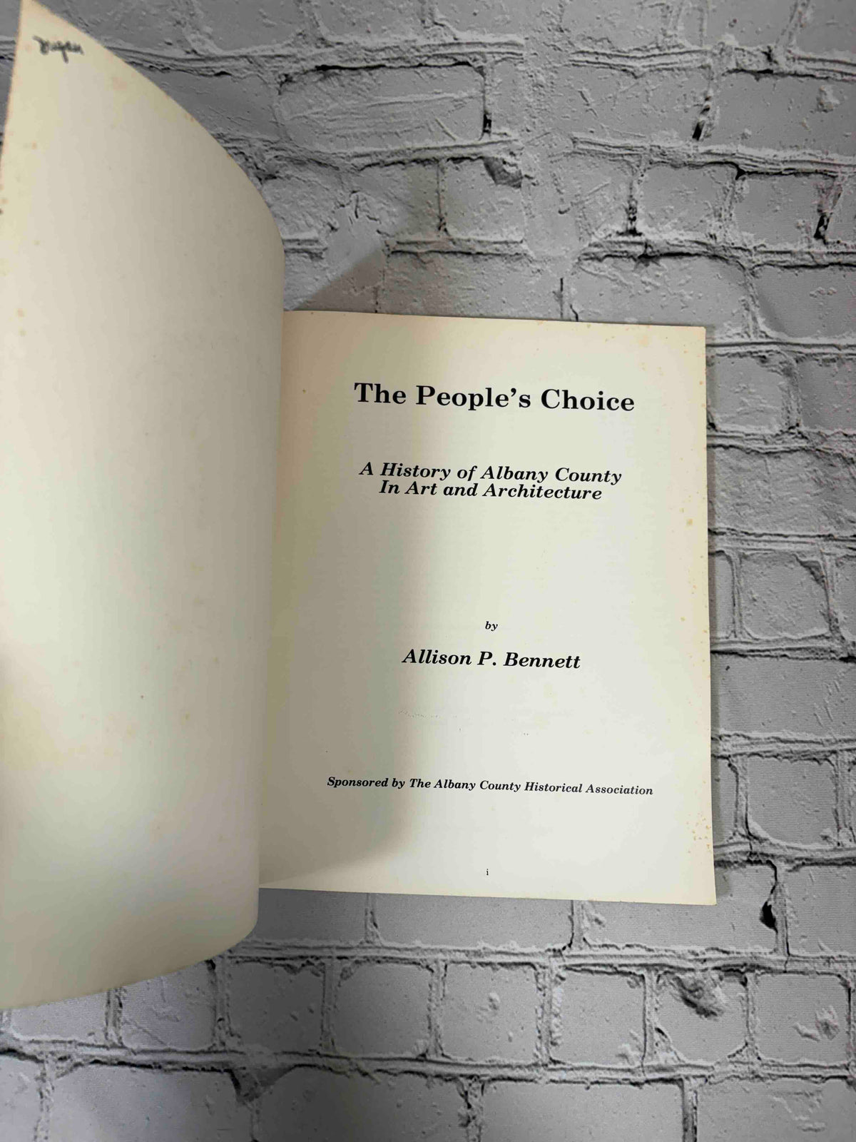 The People's Choice by Allison P. Bennett, 1980 Albany County Historical Association paperback - title page