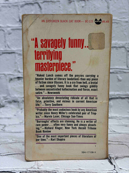 Naked Lunch by William S. Burroughs, 1966 Grove Press paperback - rear cover